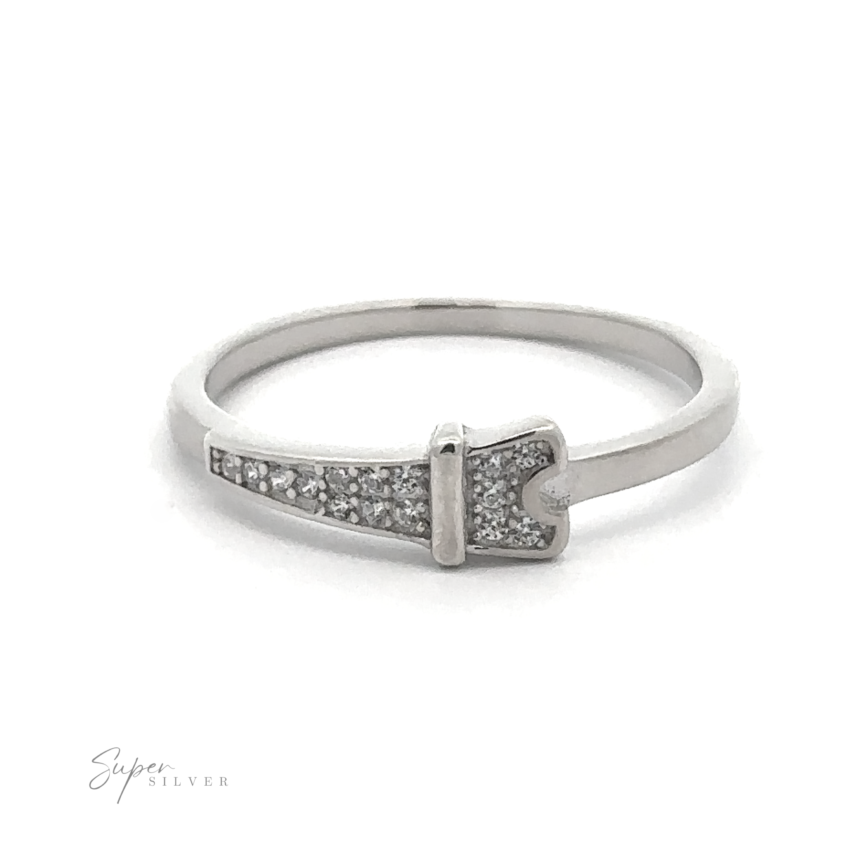 Inspired by Parisian sophistication, the Pave Cubic Zirconia Eiffel Tower Ring is crafted in silver and adorned with small cubic zirconia stones, echoing the form of a nail.