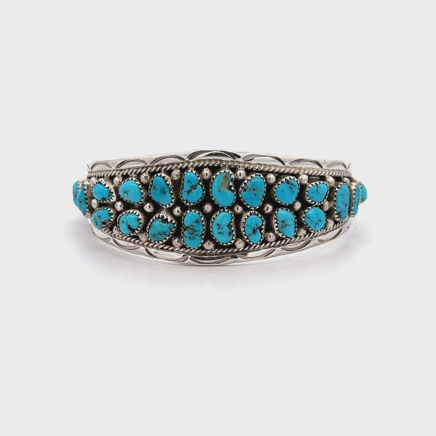 
                  
                    Load and play video in Gallery viewer, Native American Cluster Turquoise Cuff Bracelet
                  
                