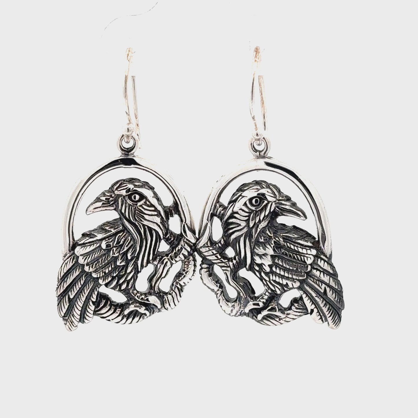 
                  
                    Load and play video in Gallery viewer, Detailed Raven Earrings
                  
                