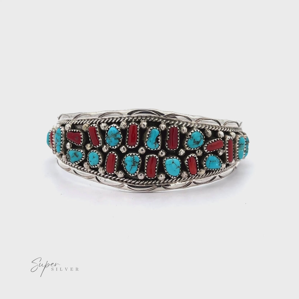 
                  
                    Load and play video in Gallery viewer, Native American Cluster Turquoise Cuff Bracelet
                  
                