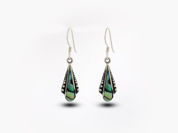 A pair of Super Silver Abalone Teardrop Shaped Earrings.