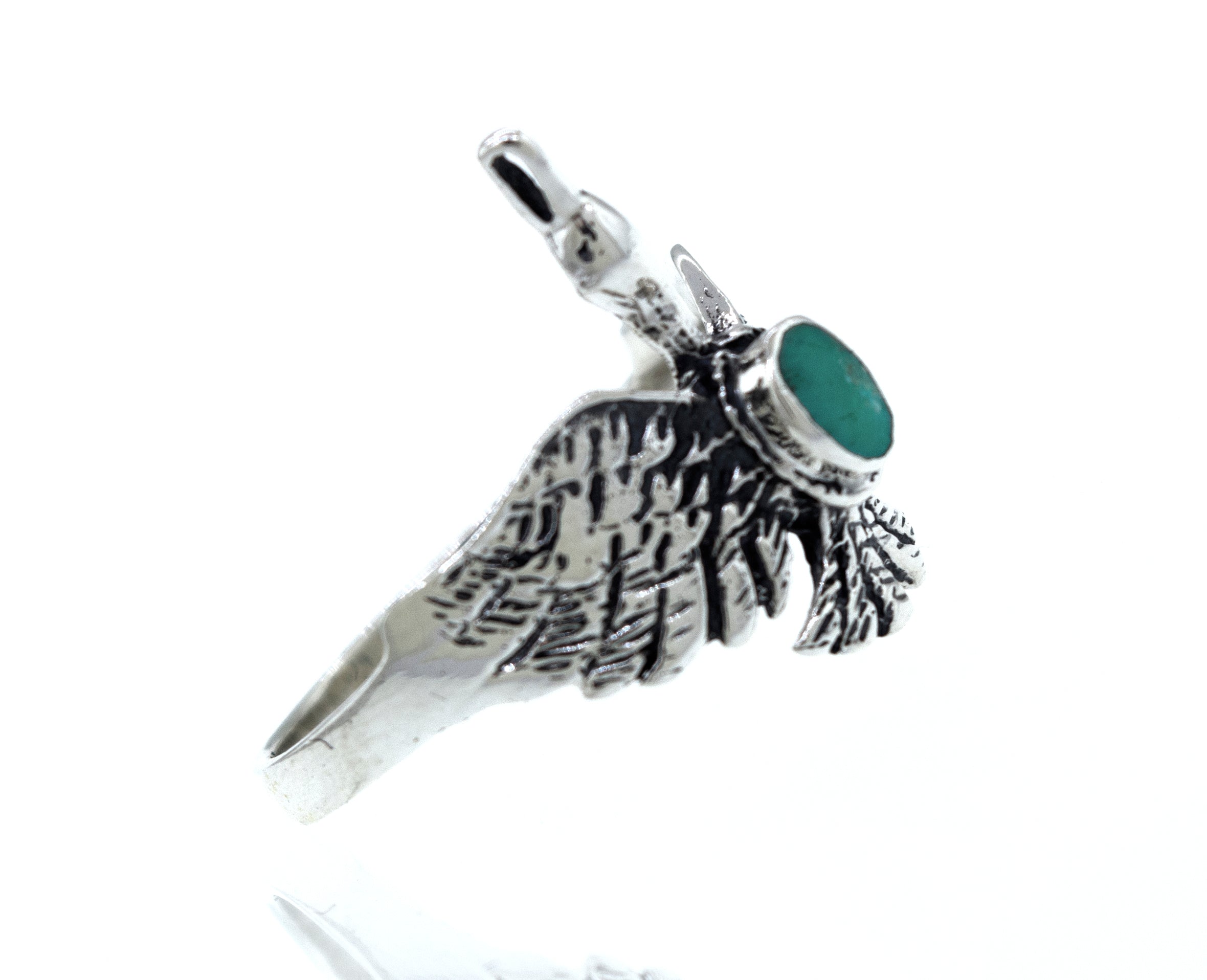 A Swan Ring with Inlay Stone in silver, inspired by nature.