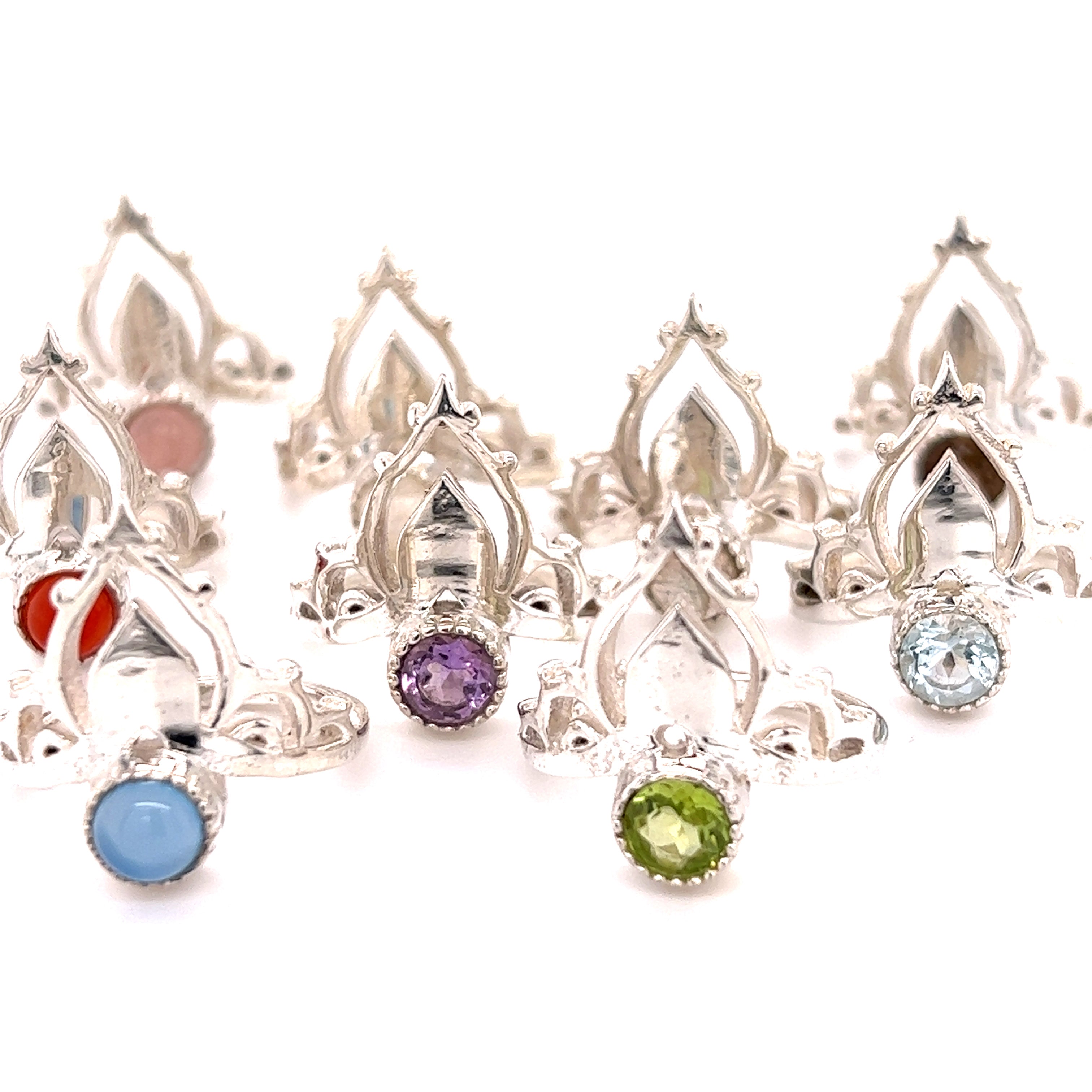 A Mandala Crown Ring with Natural Gemstones, perfect for the free-spirited Santa Cruz hippie.