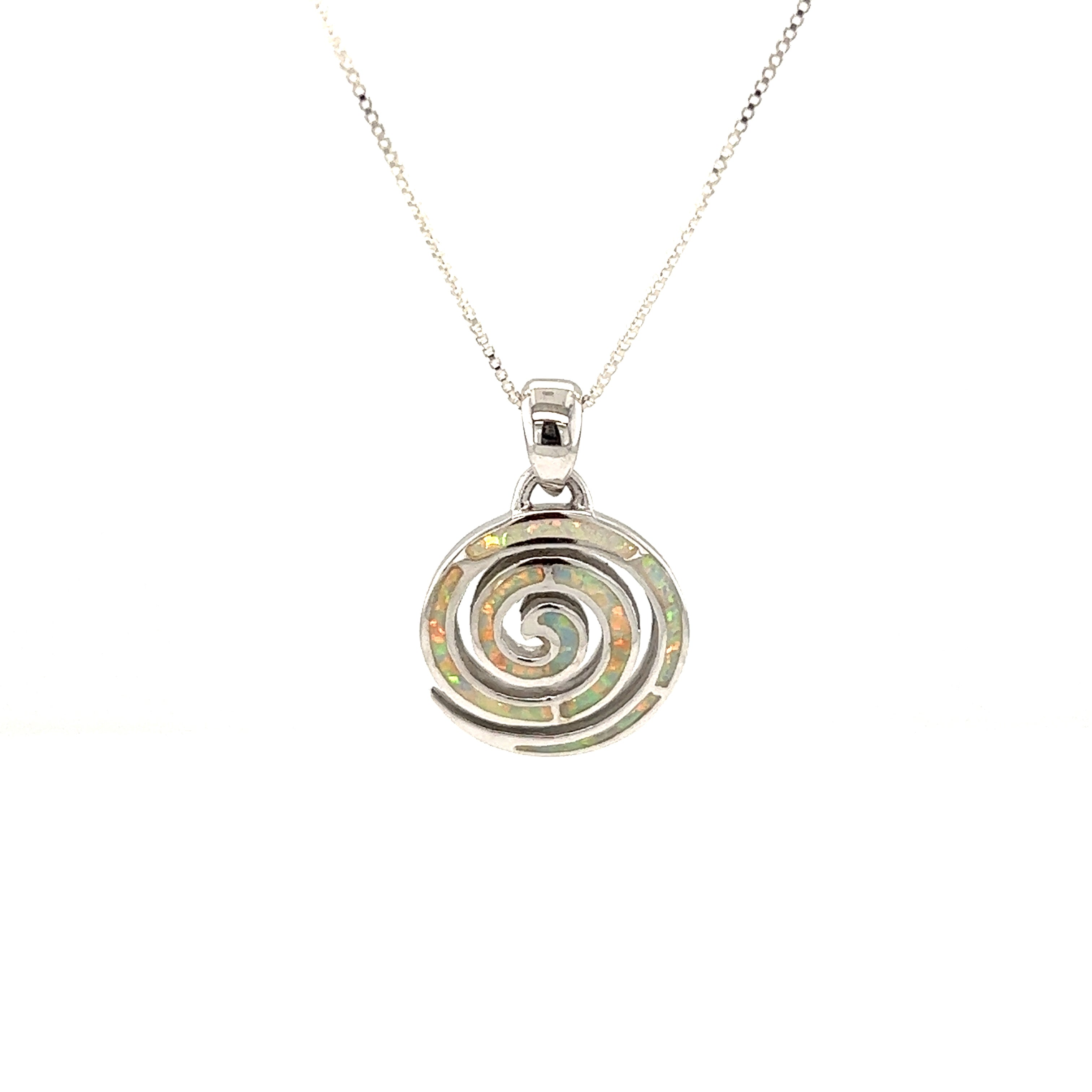 A Super Silver Opal Spiral Pendant.