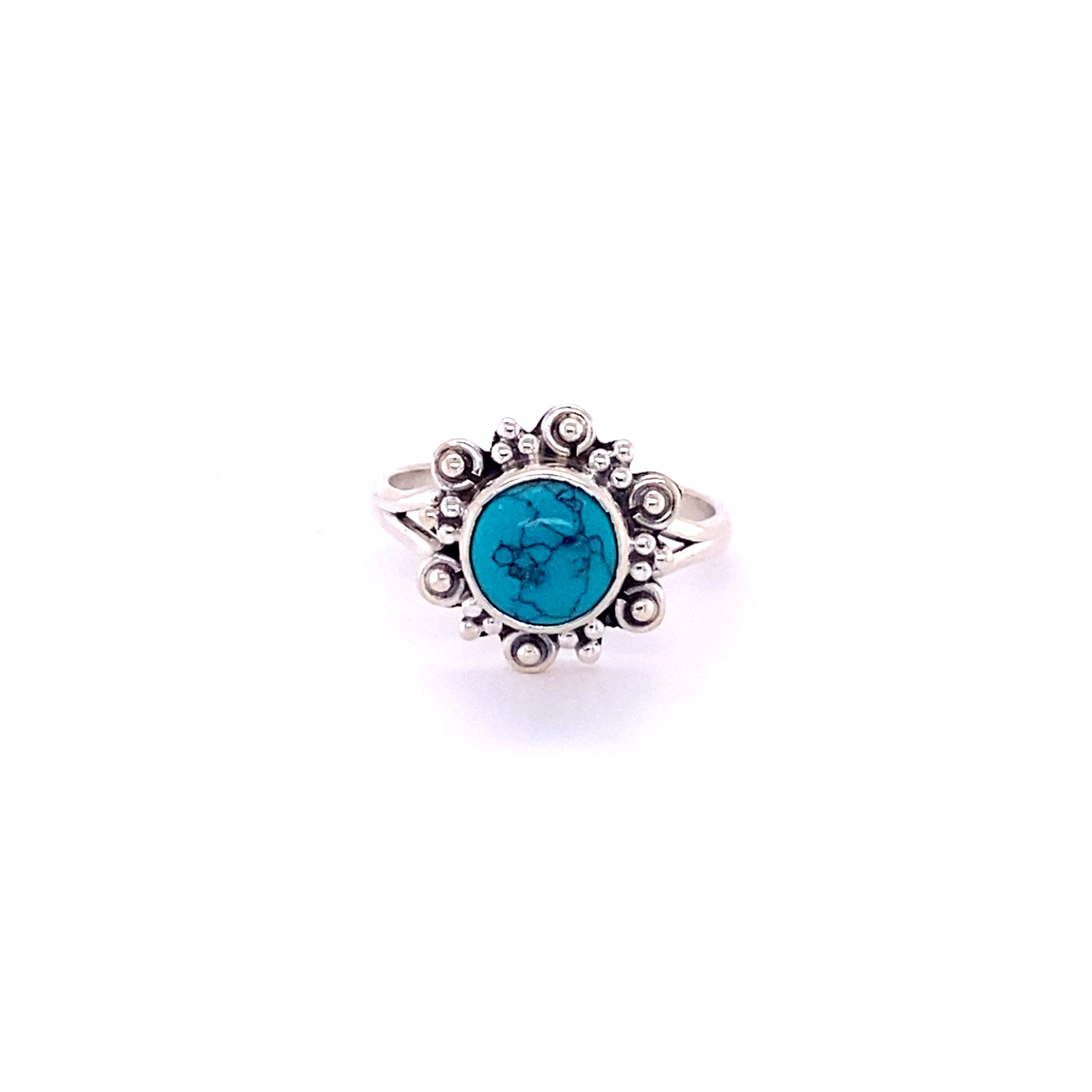 A boho-inspired Beautiful Round Flower Ring with Natural Gemstones.