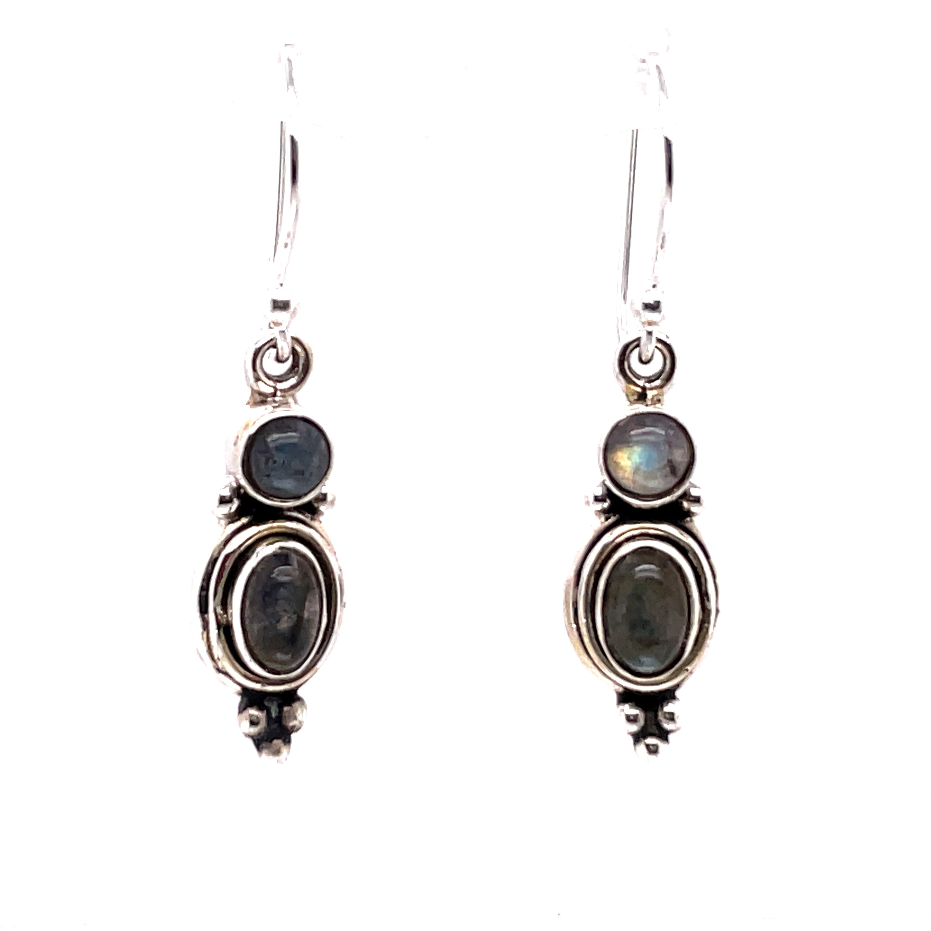 A pair of Super Silver Goddess Shape Gemstone Earrings.