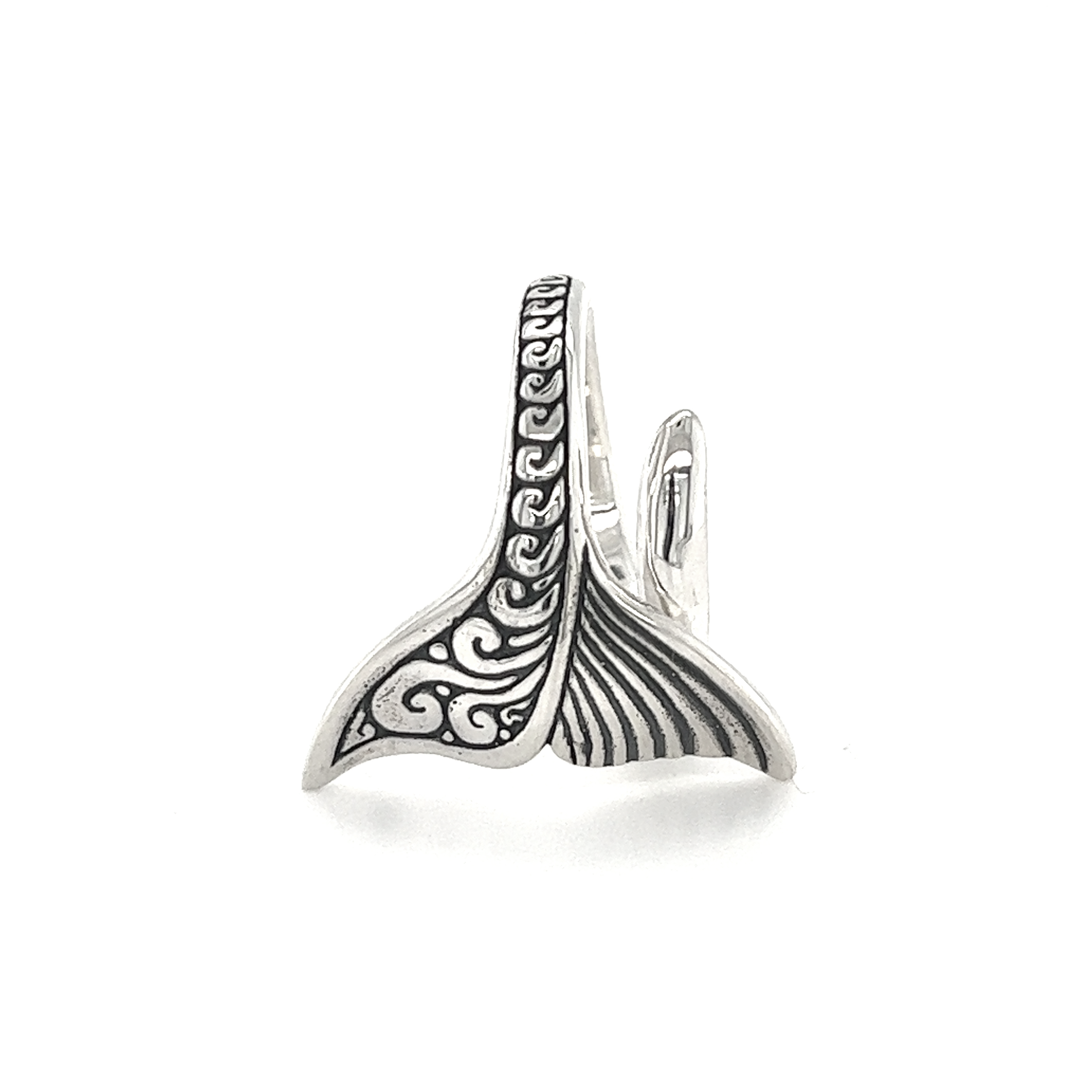 Half Filigree Whale Tail Ring – Super Silver