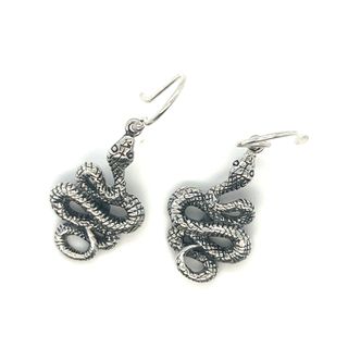 Mesmerizing allure of Super Silver's Alluring Snake Earrings on a white background.