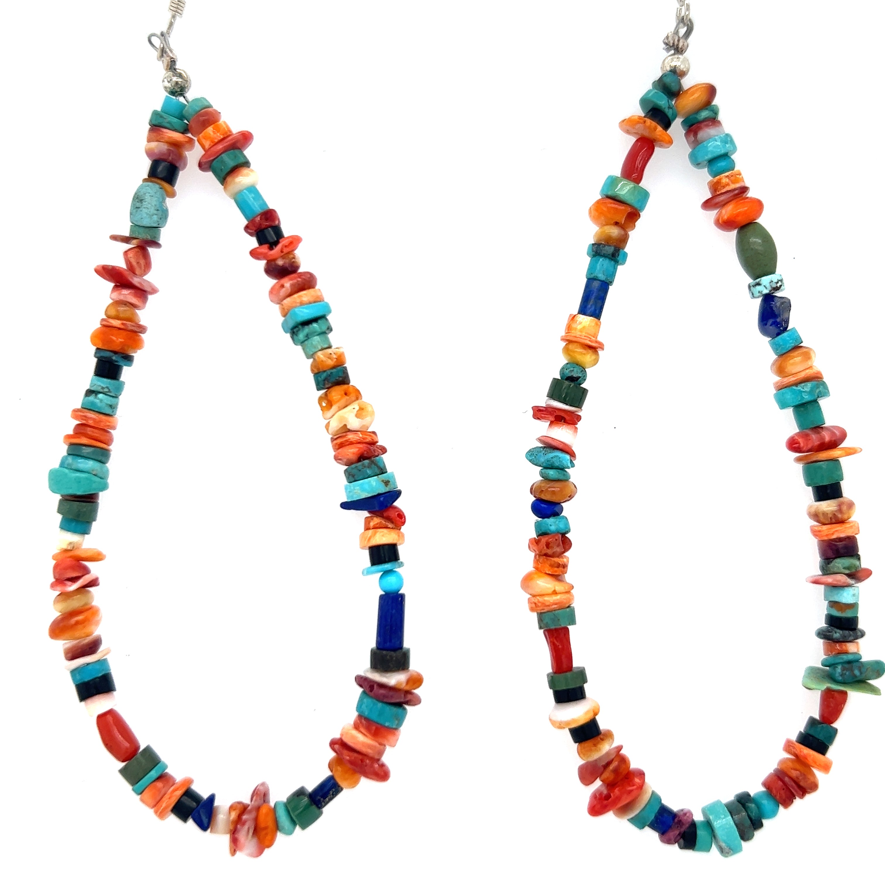 Super Silver's Brilliant Southwest Beaded Earrings in southwest sunset colors on a white background.