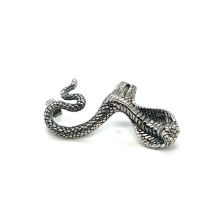 A Super Silver Unique Cobra Ear Cuff on a white background.