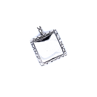 A Super Silver Engravable Pendant With Cobblestone Border on a white background that can be personalized or customized.