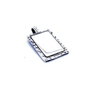 A Engravable Pendant With Cobblestone Border by Super Silver, with a square shape on a white background, perfect for personalization or customization.