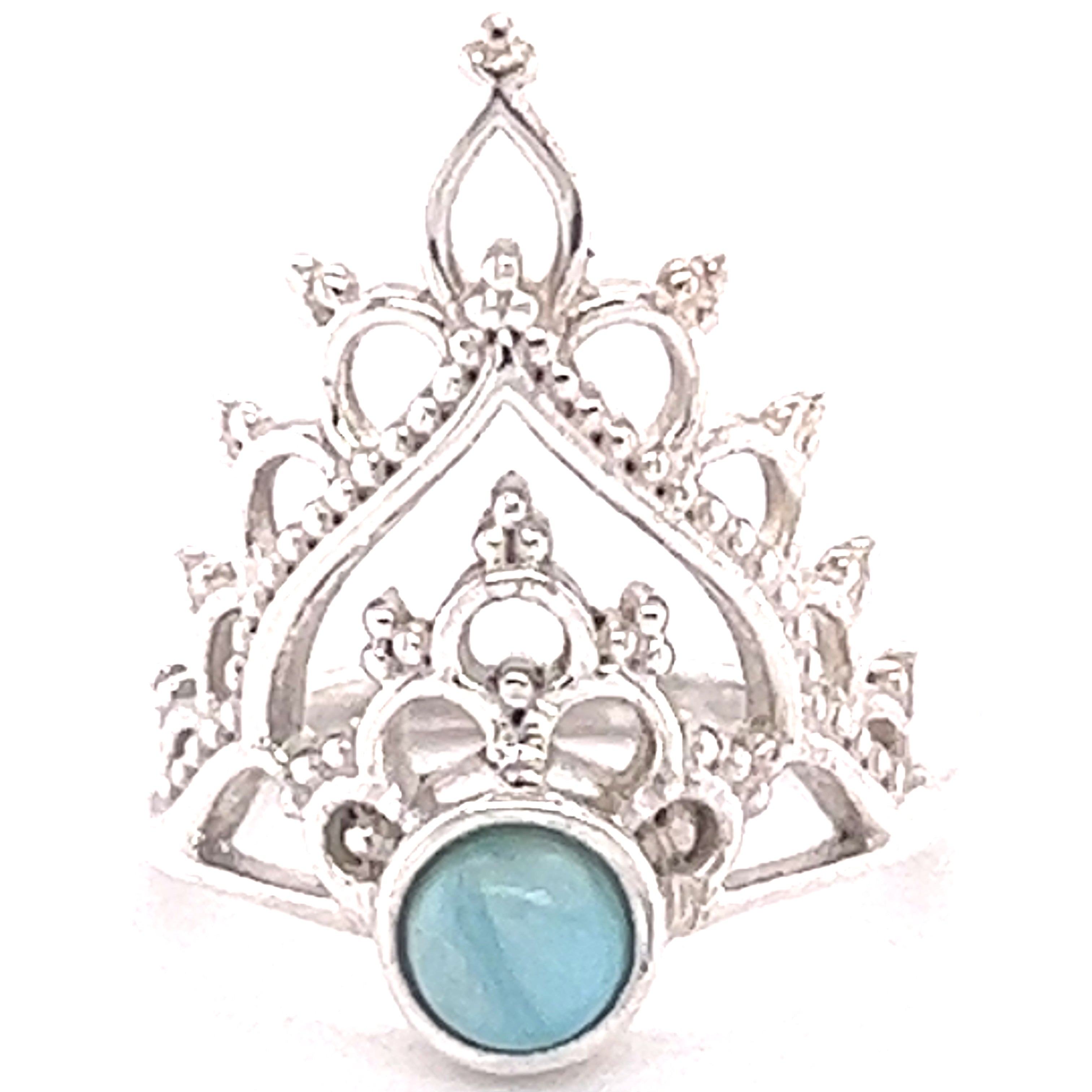 A Henna Crown Ring with Natural Gemstones with a turquoise stone.