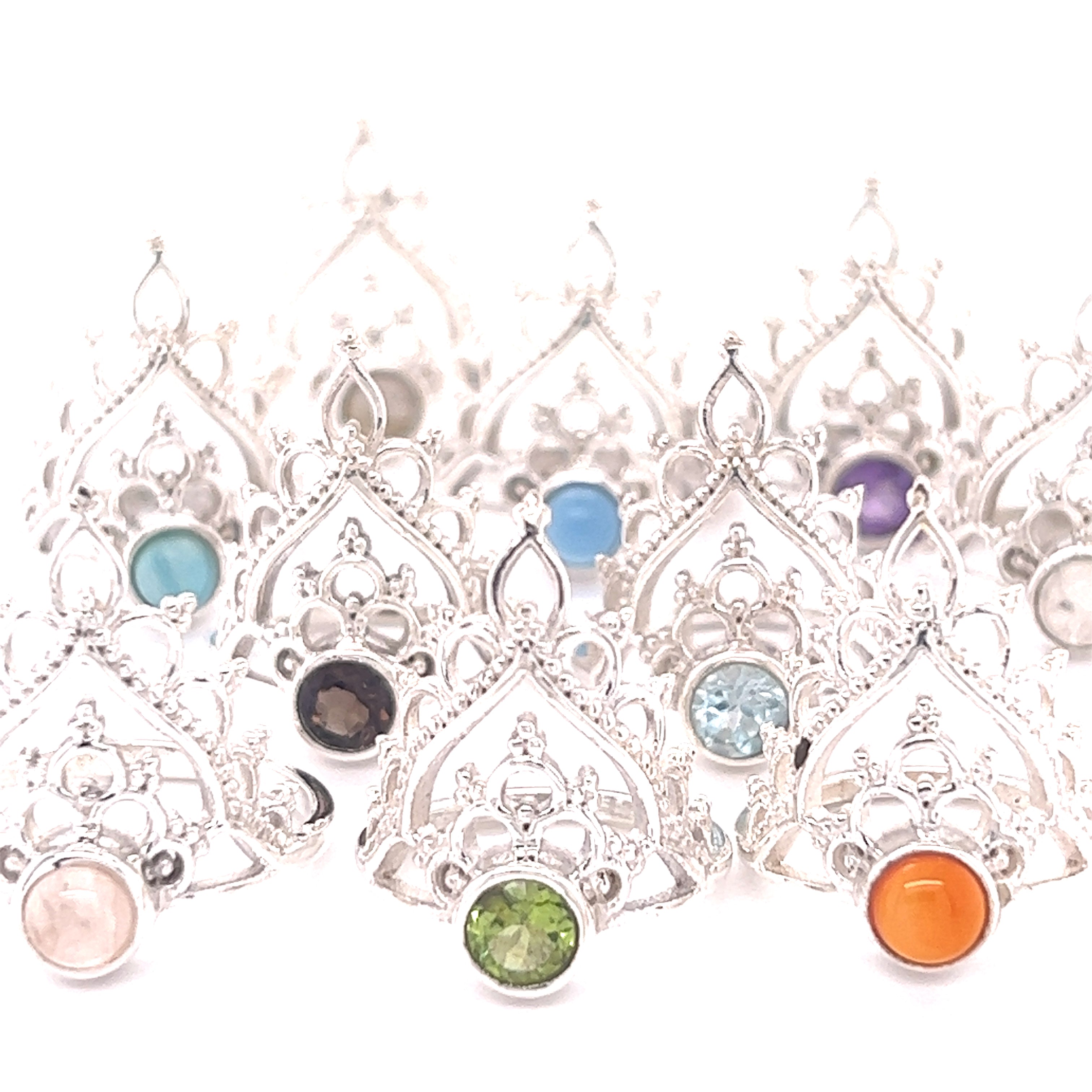 A Henna Crown Ring with Natural Gemstones.