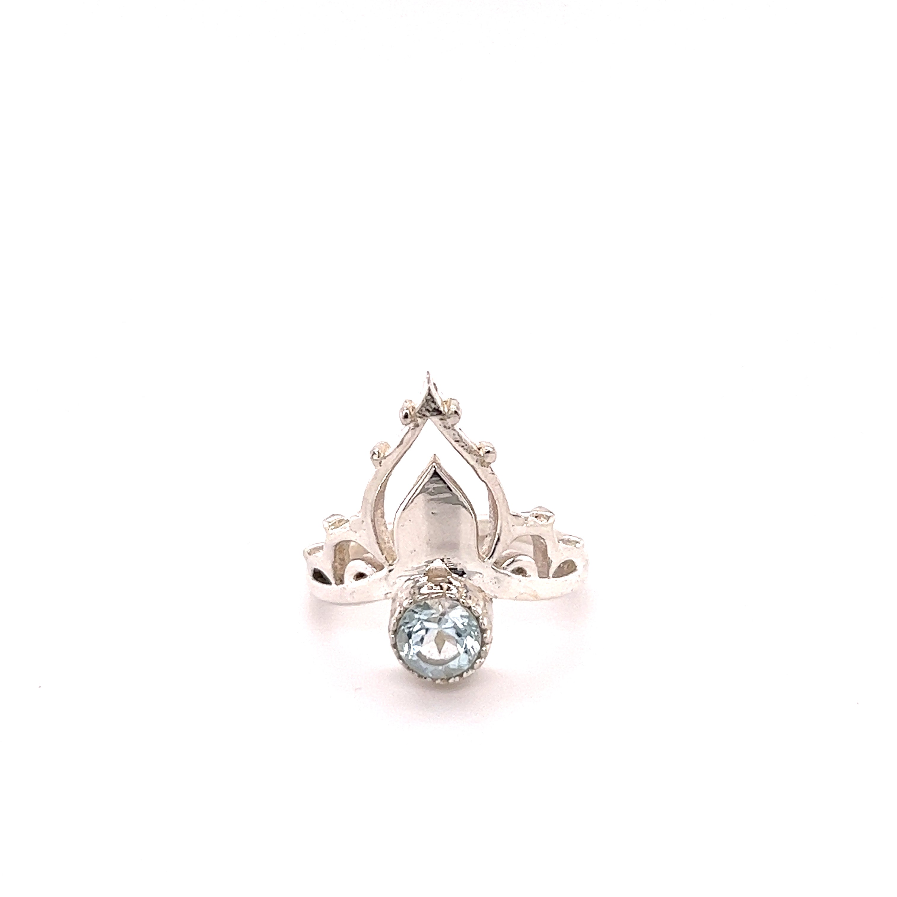 A Mandala Crown Ring with Natural Gemstones on a white background.