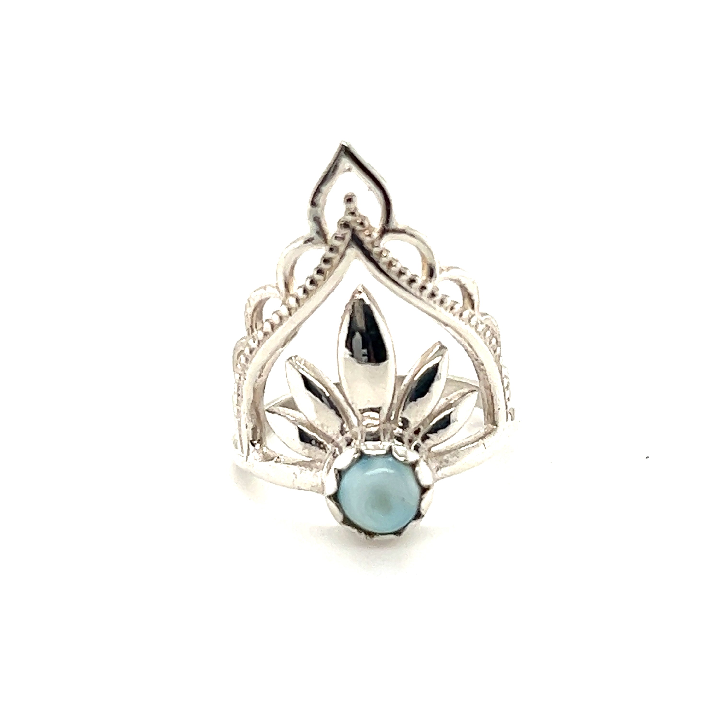 A Mandala Flower Crown Ring with Natural Gemstones from Super Silver