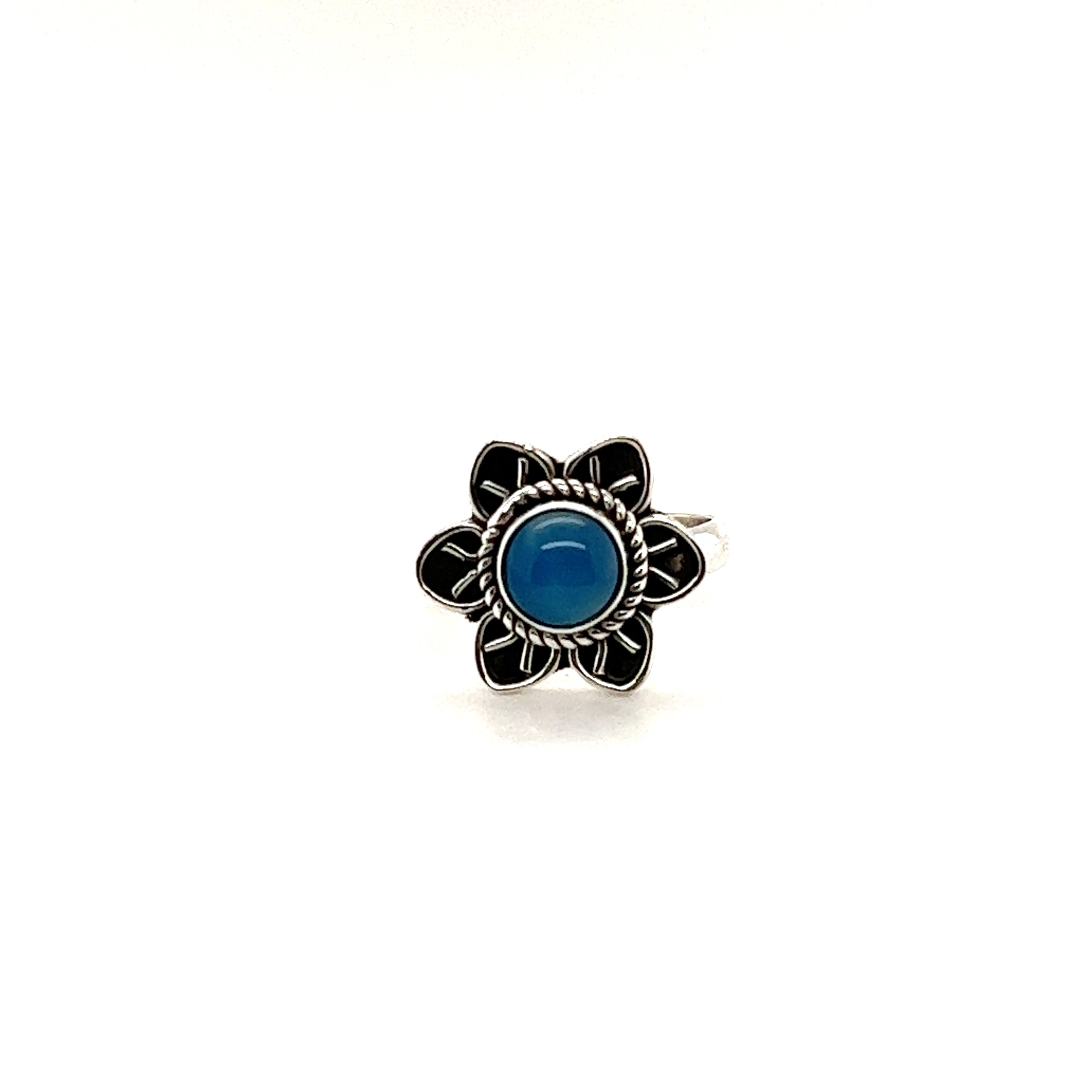 An Enchanting Flower Ring with Natural Gemstones in Santa Cruz on a white background.