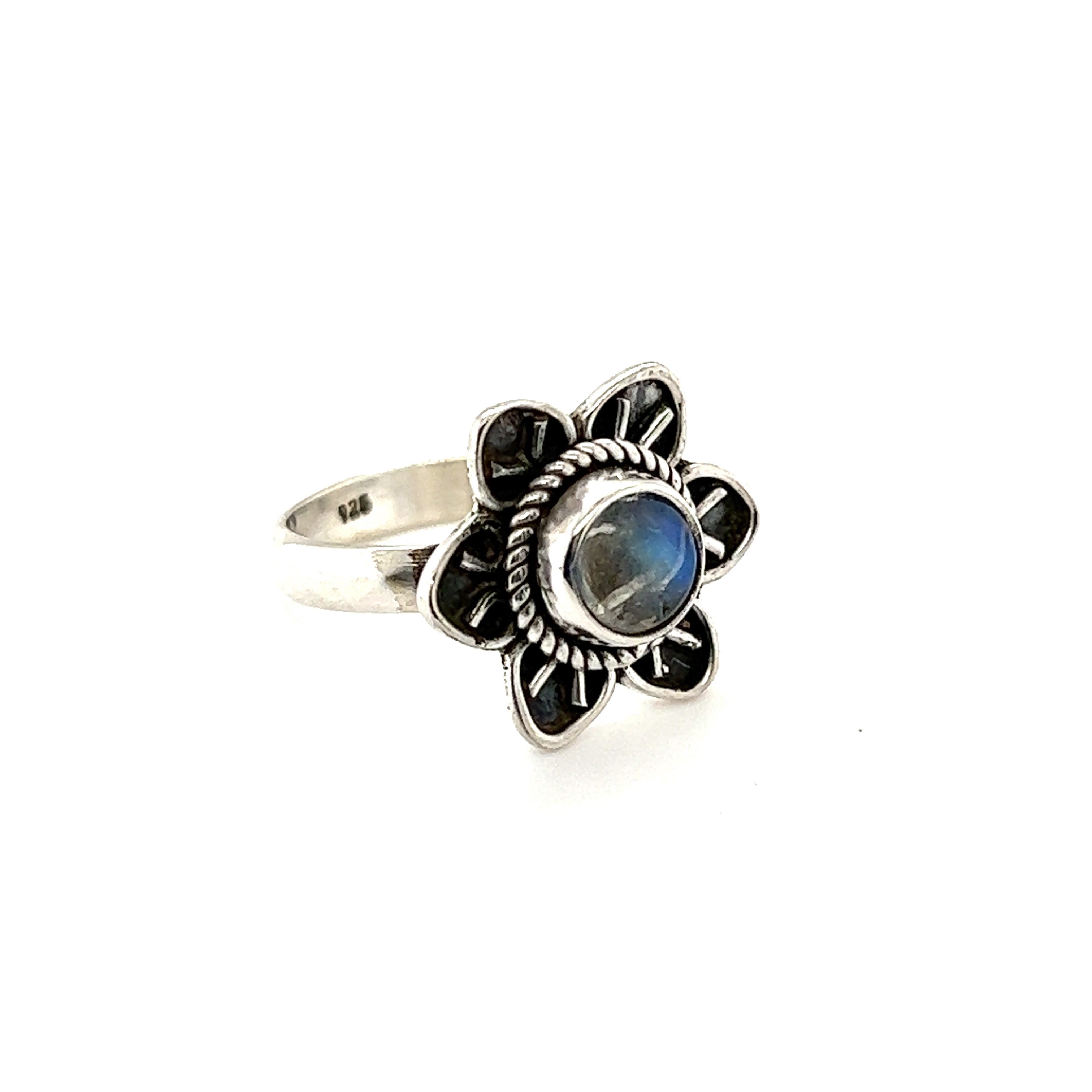 An Enchanting Flower Ring with Natural Gemstones by Super Silver.