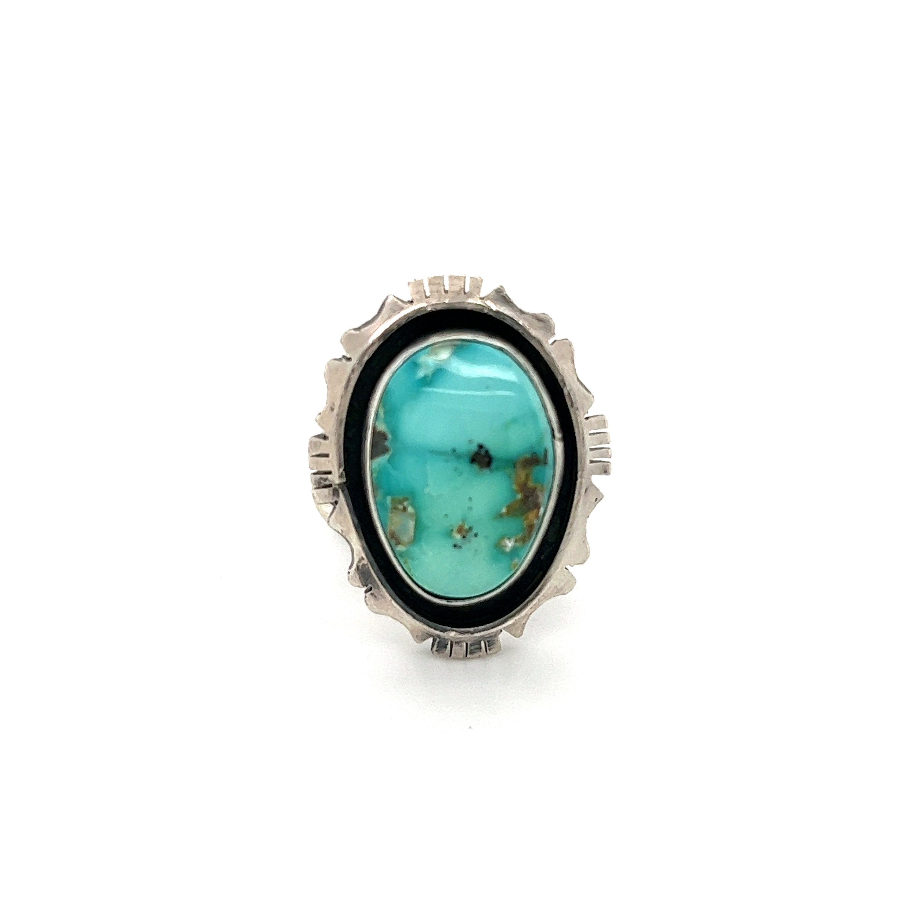 A stunning Native American Turquoise Ring with a turquoise stone.