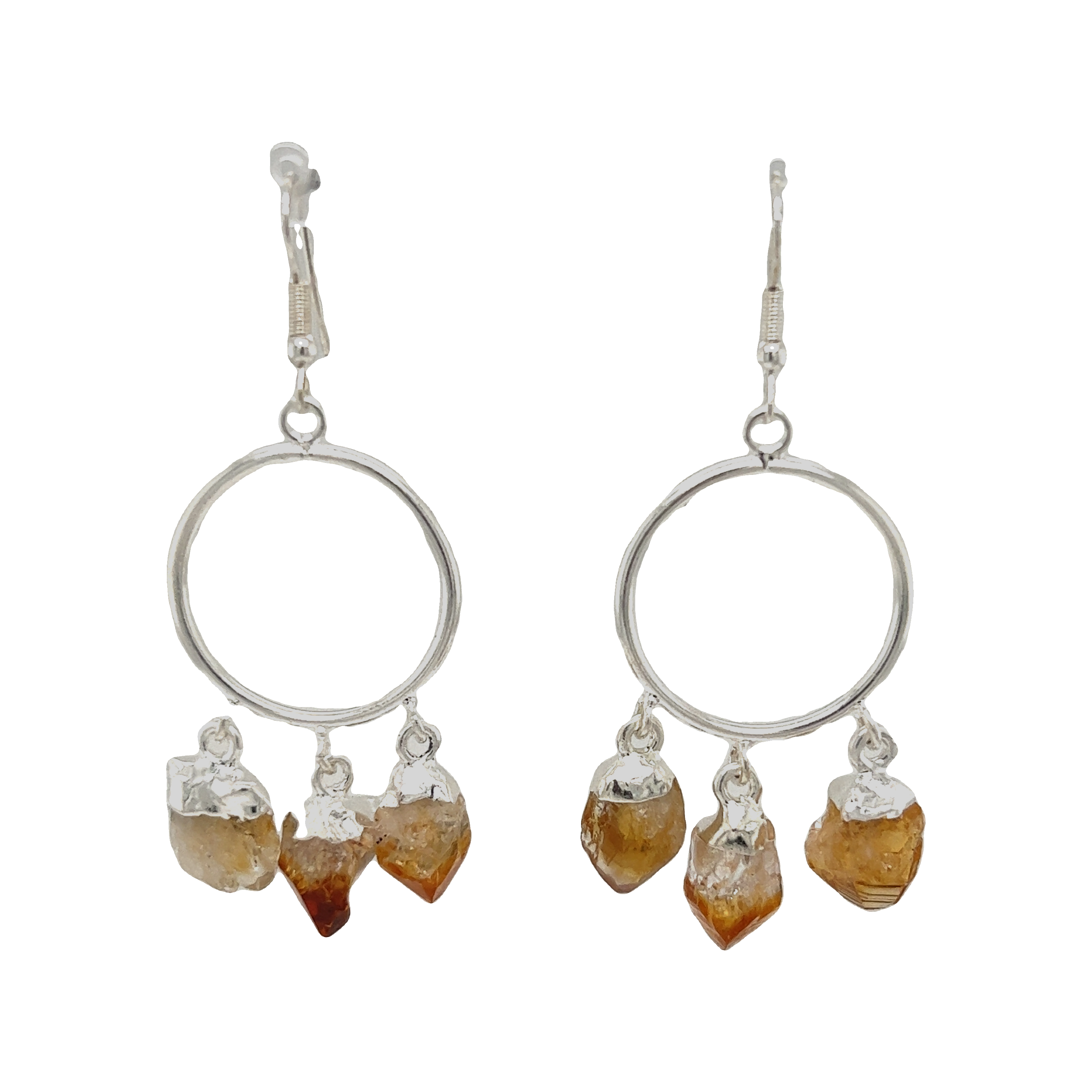 These Super Silver Boho Crystal Chandelier Earrings feature stunning orange crystals, creating a captivating bohemian feel.