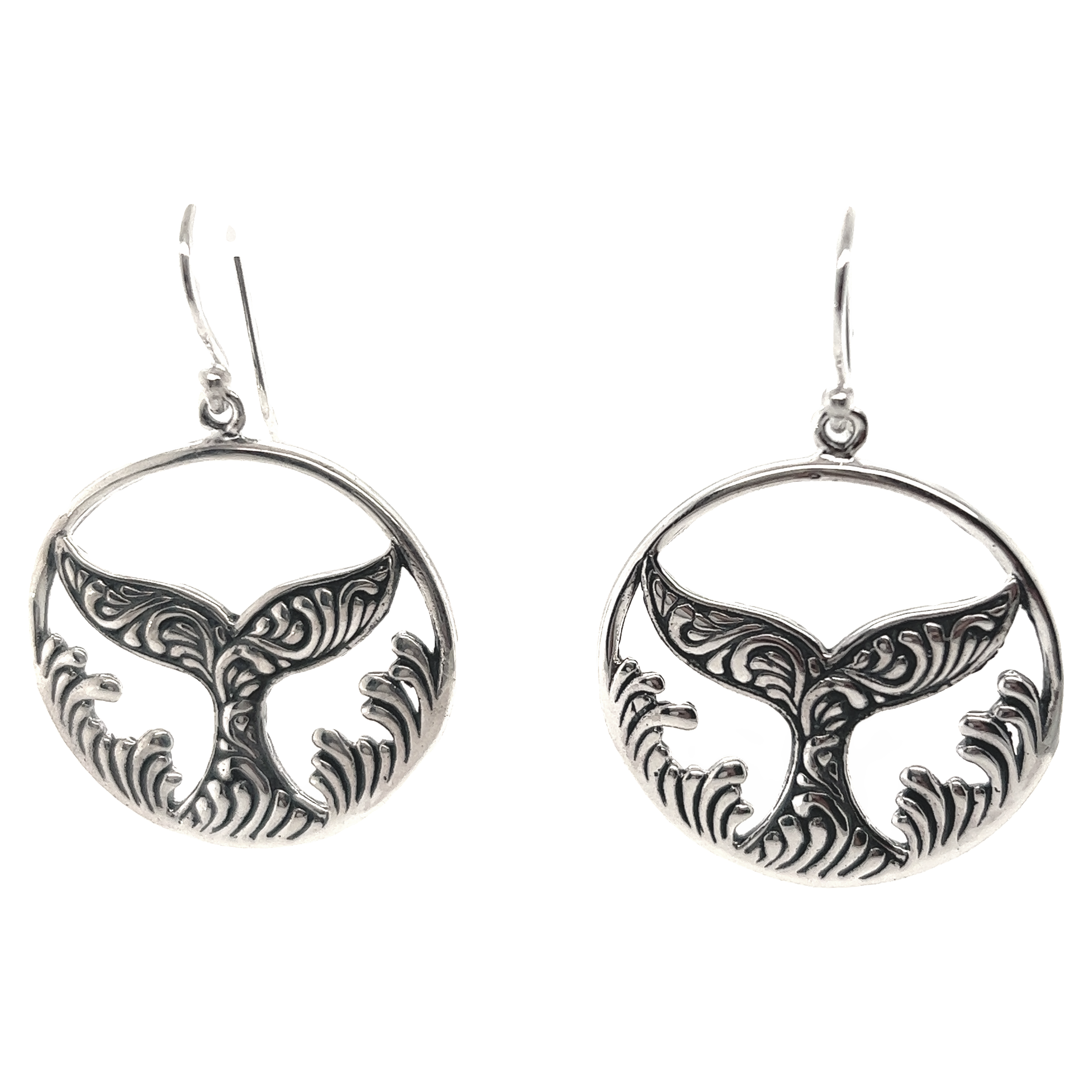 Santa Cruz inspired Enchanting Filigree Whale Tail Earrings from Super Silver.