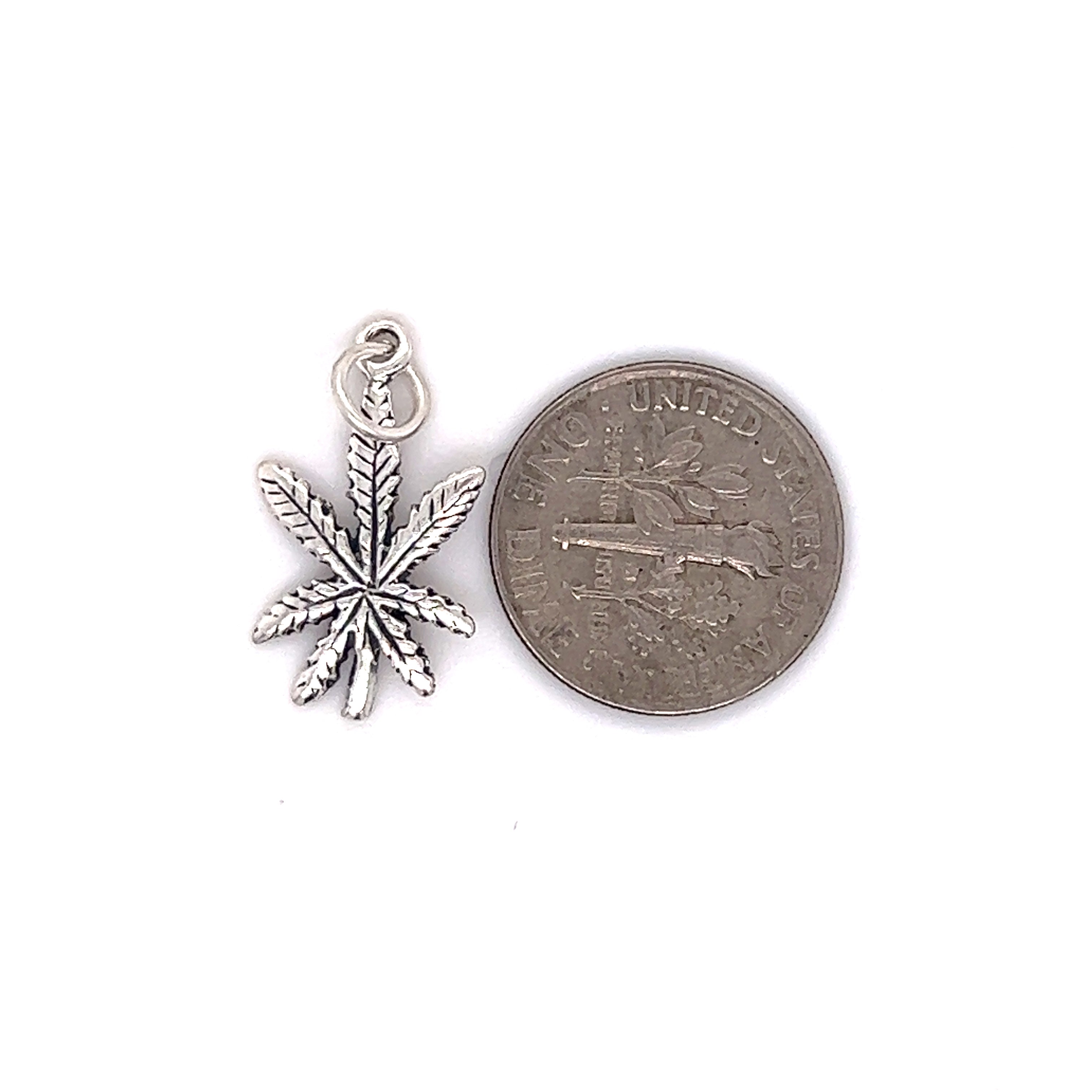 Tiny Mary Jane Leaf Charm Super Silver