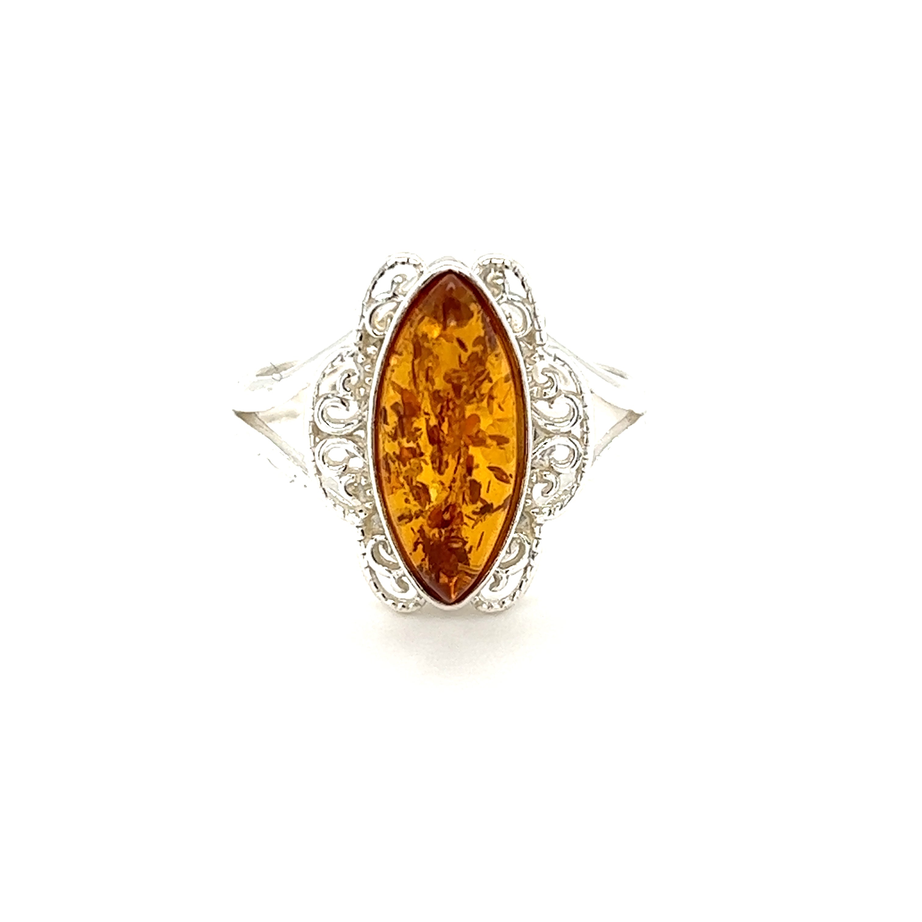 New size 8.5 ring, amber sterling silver factory necklace set