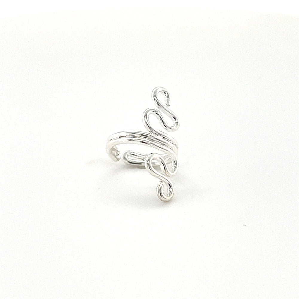 A trendy Fashionable Spiral Ear Cuff with a climbing spiral design, exuding authentic bohemian vibes from Super Silver.