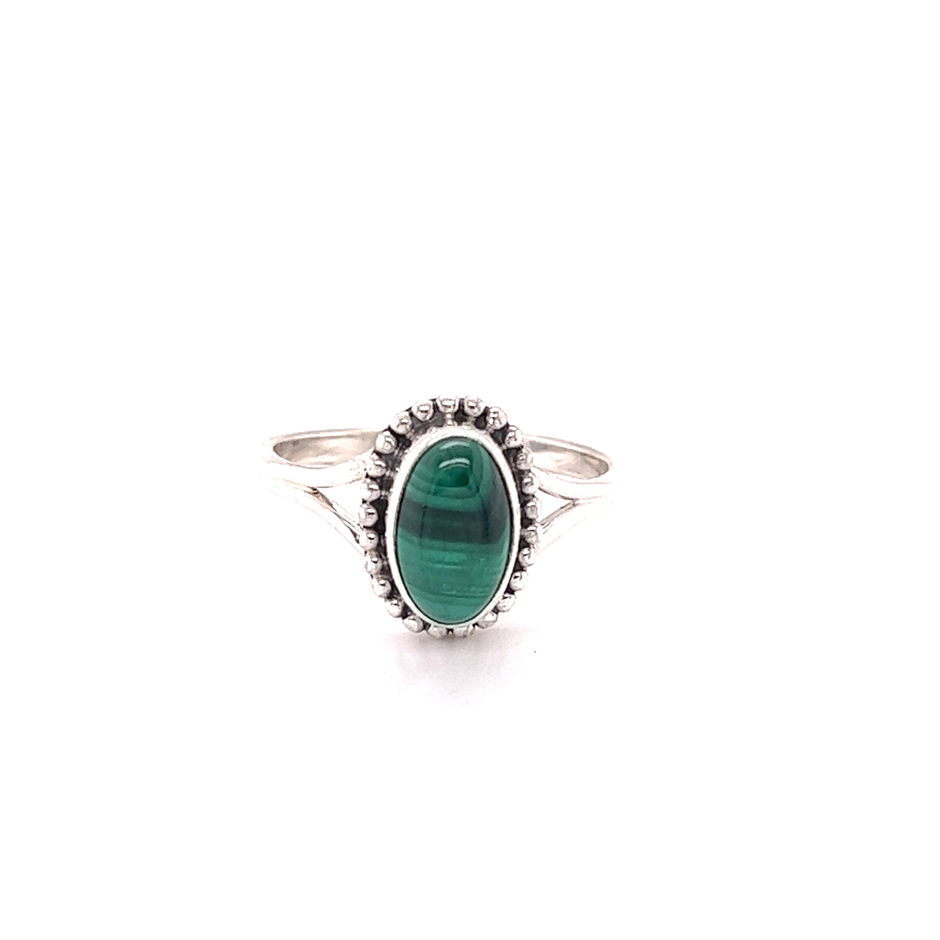 A boho-inspired Stylish Oval Gemstone Ring with Ball Border perfect for hippie souls in Santa Cruz.