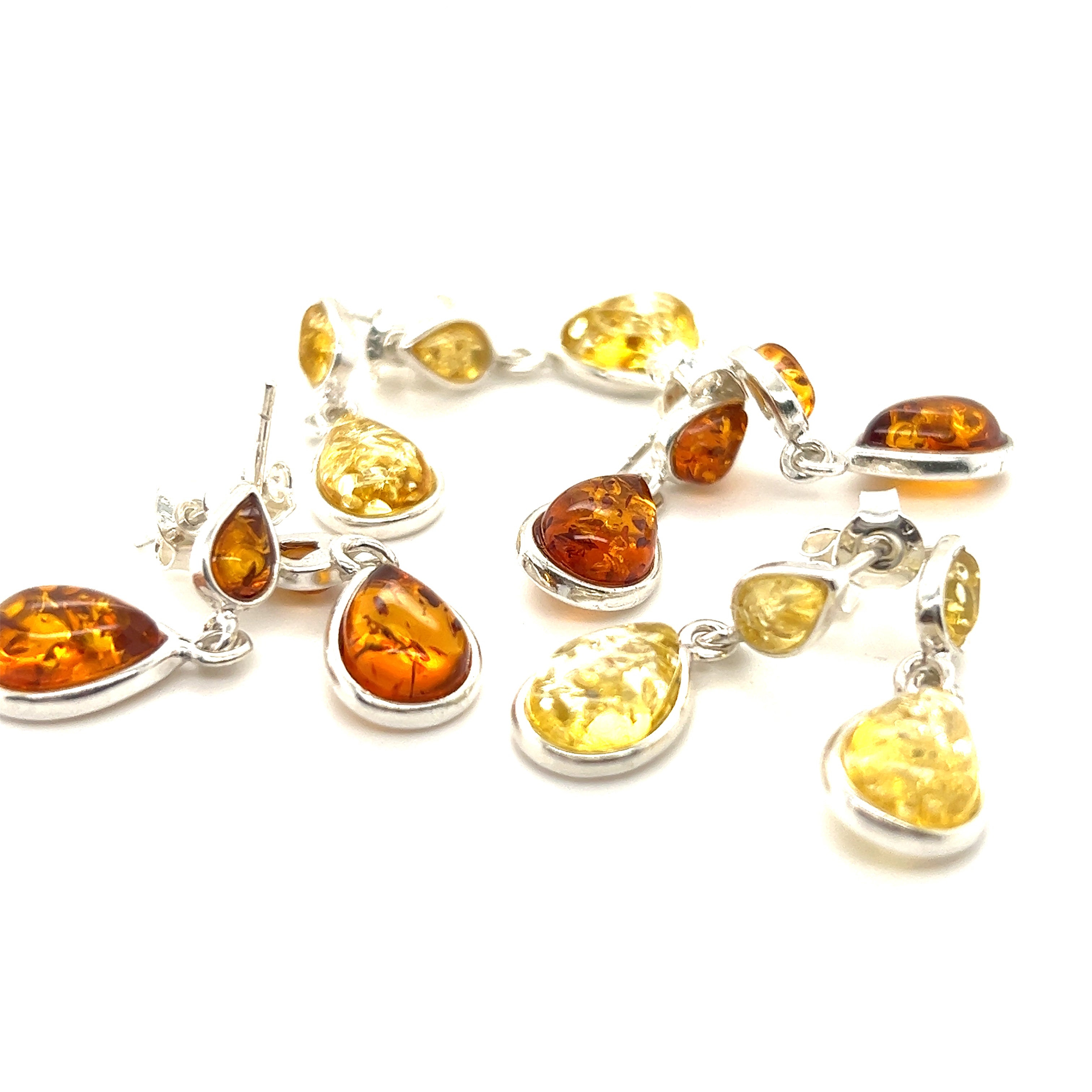 Super Silver's Double Teardrop Baltic Amber Earrings.