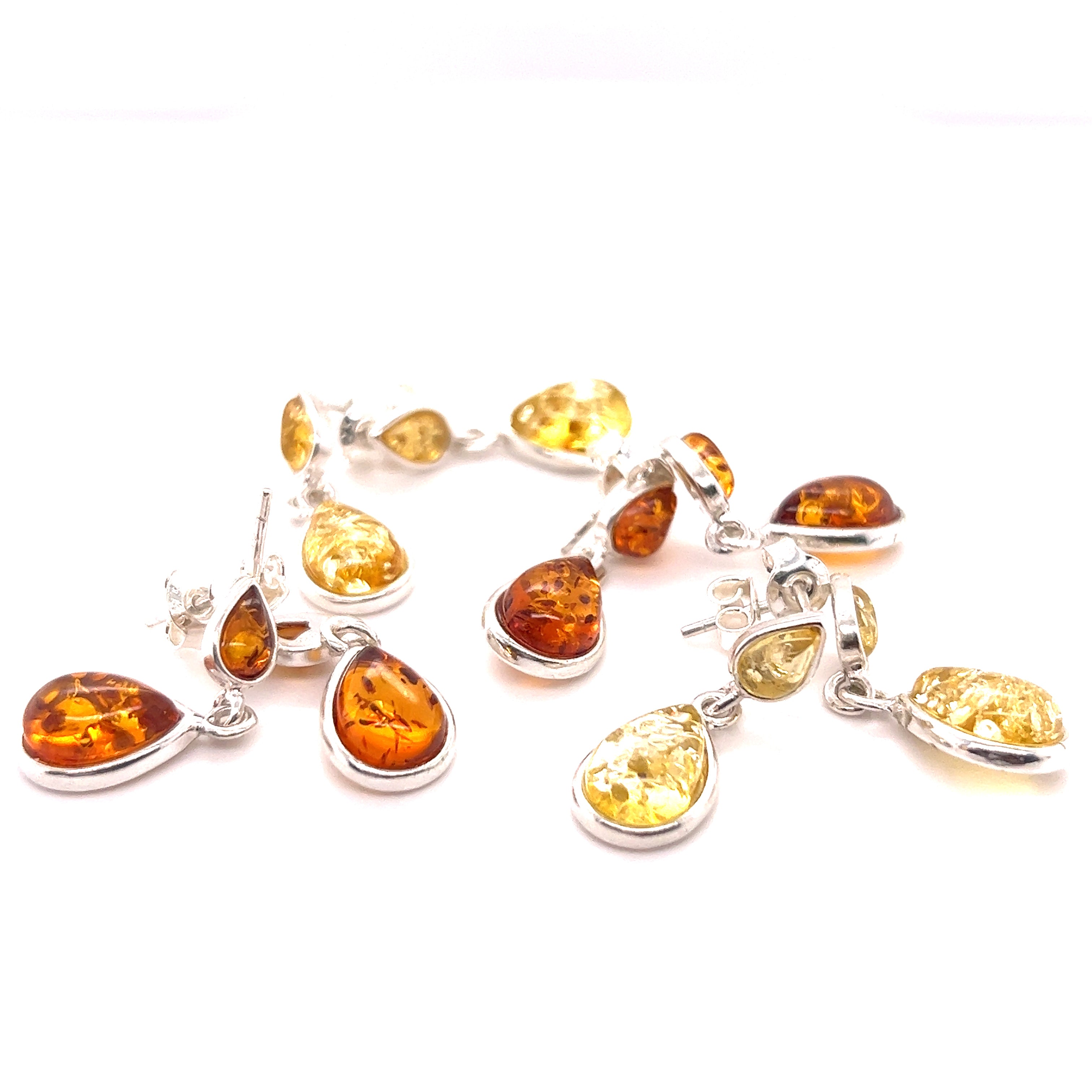 Super Silver's Double Teardrop Baltic Amber Earrings.