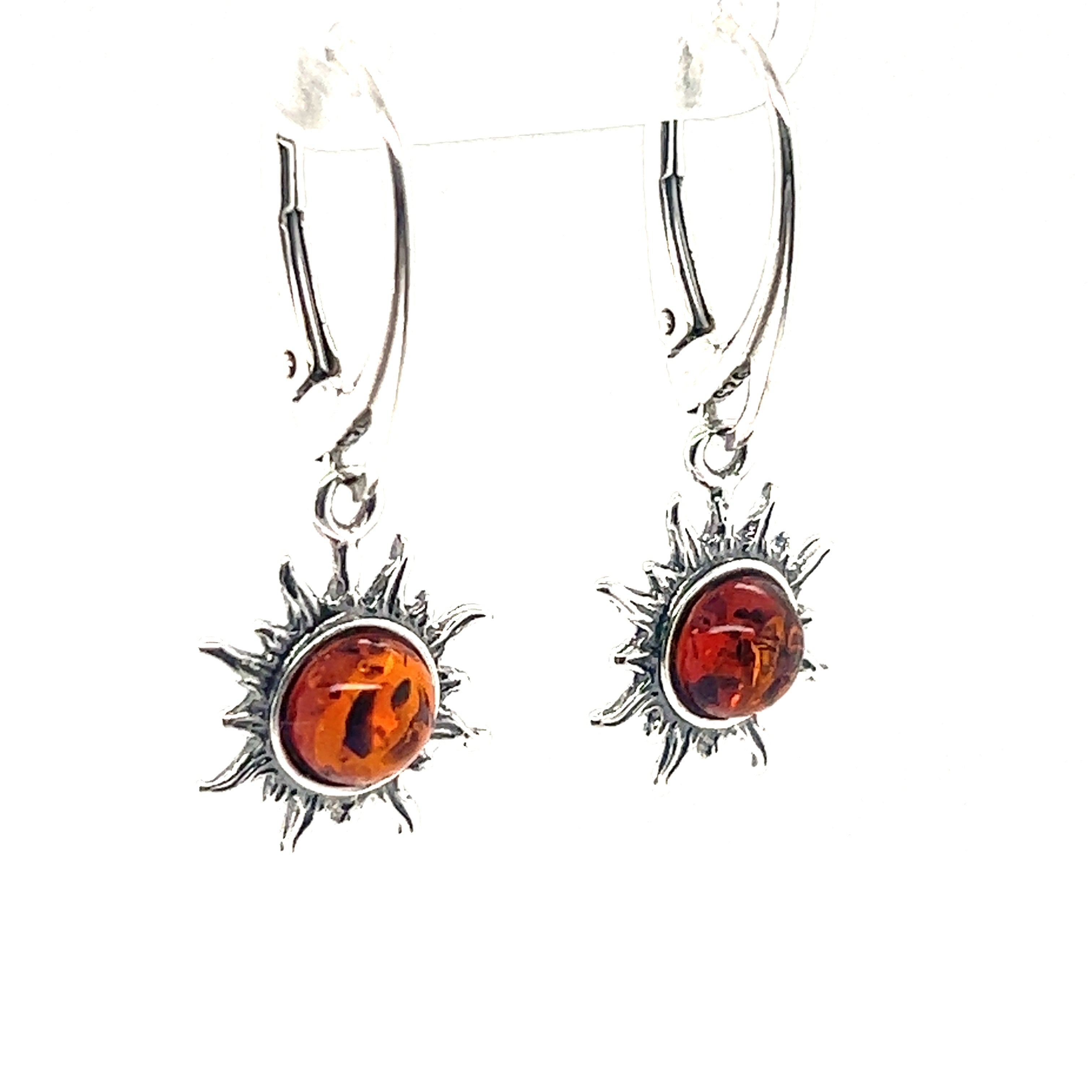 Super Silver's Brilliant Baltic Amber Sun Earrings.
