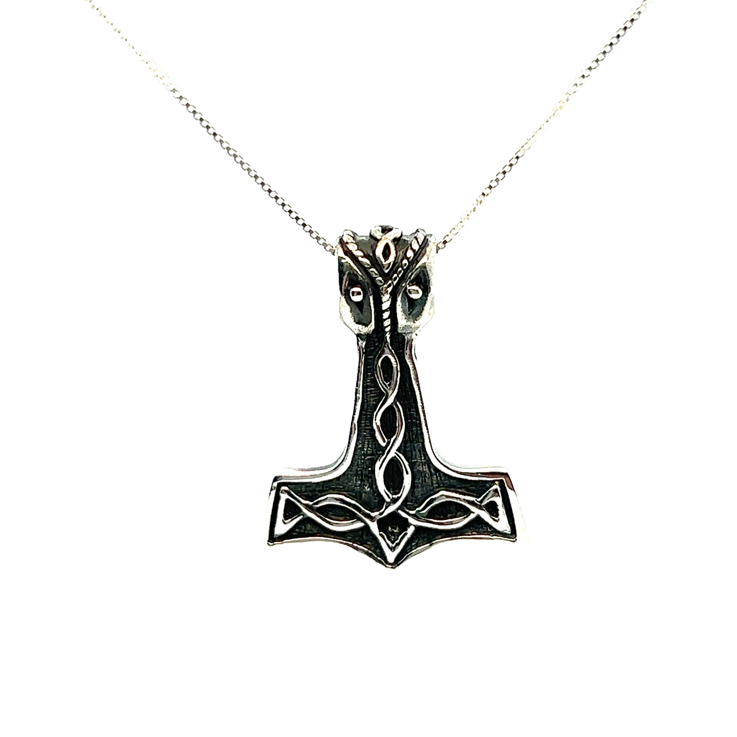 A Celtic Hammer Pendant, inspired by Norse mythology and featuring Thor's hammer pendant, by Super Silver.