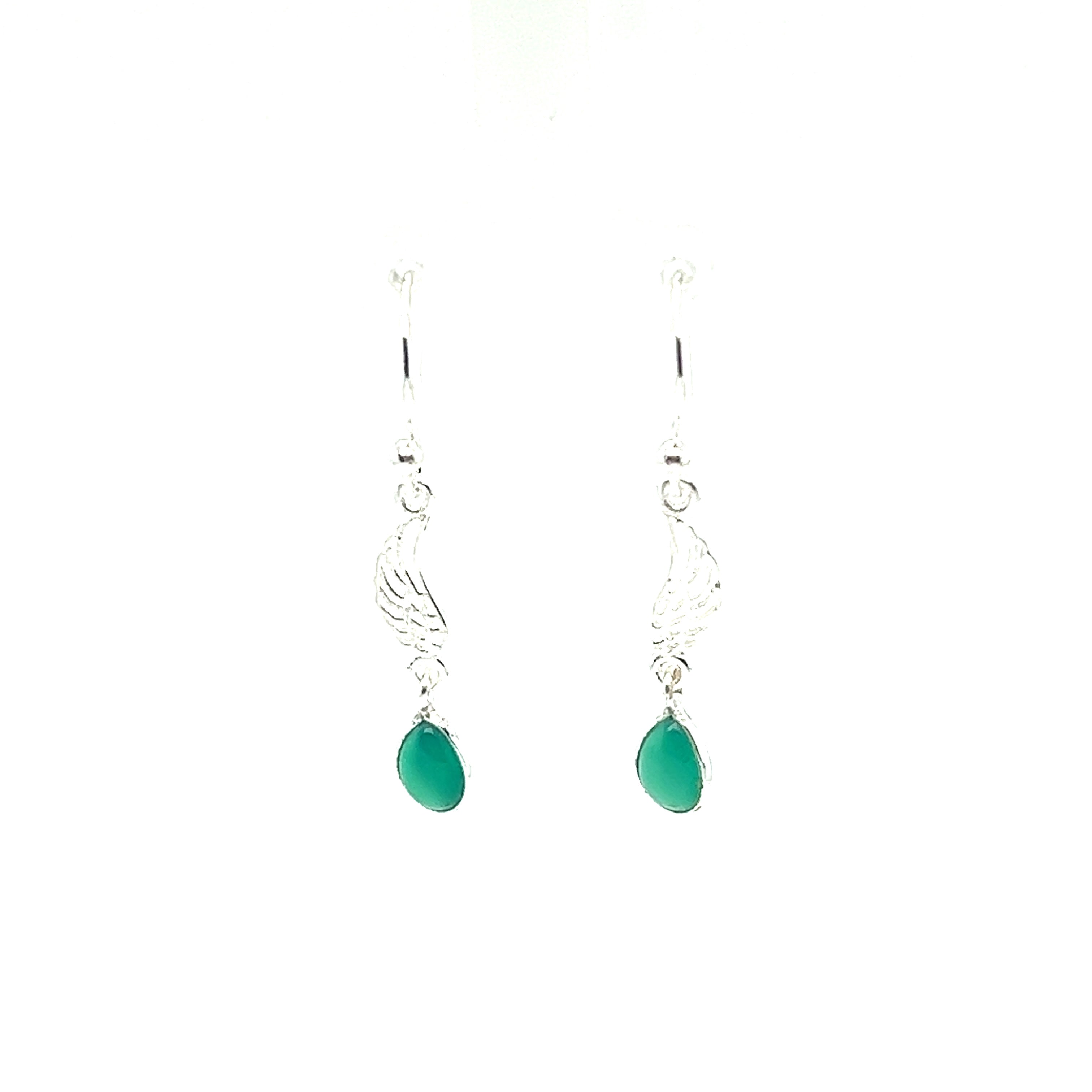 Super Silver's Angel Wing Earrings with Teardrop Shaped Stone dangle earrings.