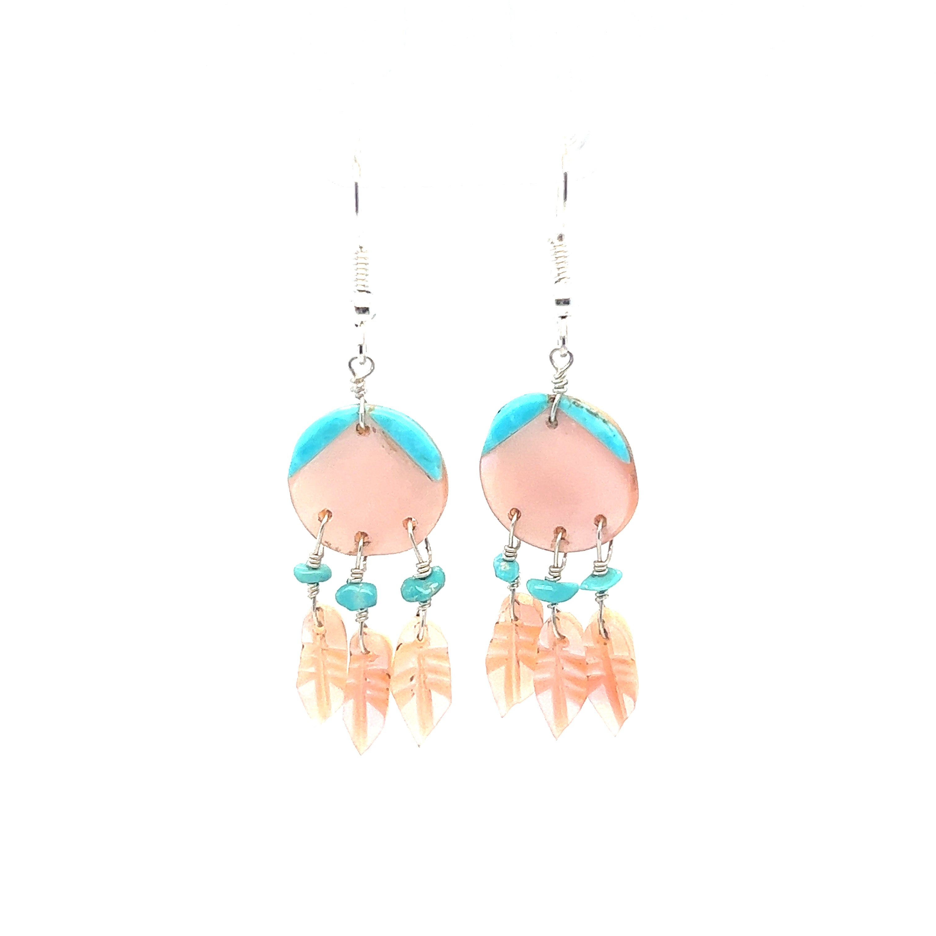 Super Silver's Handmade Earrings with 3 Small Stone Feathers, inspired by Native American culture.