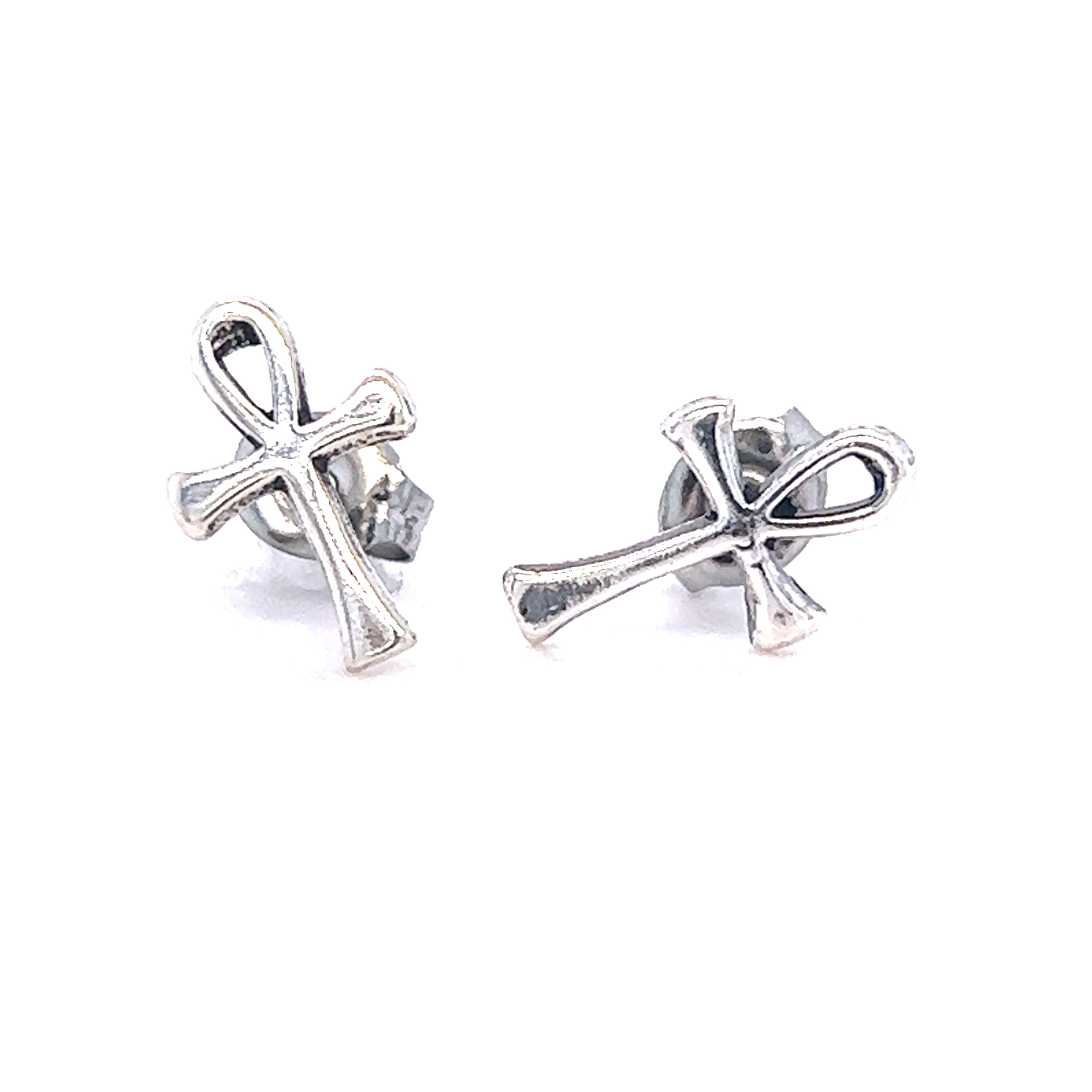 Simple Ankh Studs, representing eternal life with an occult design by Super Silver.