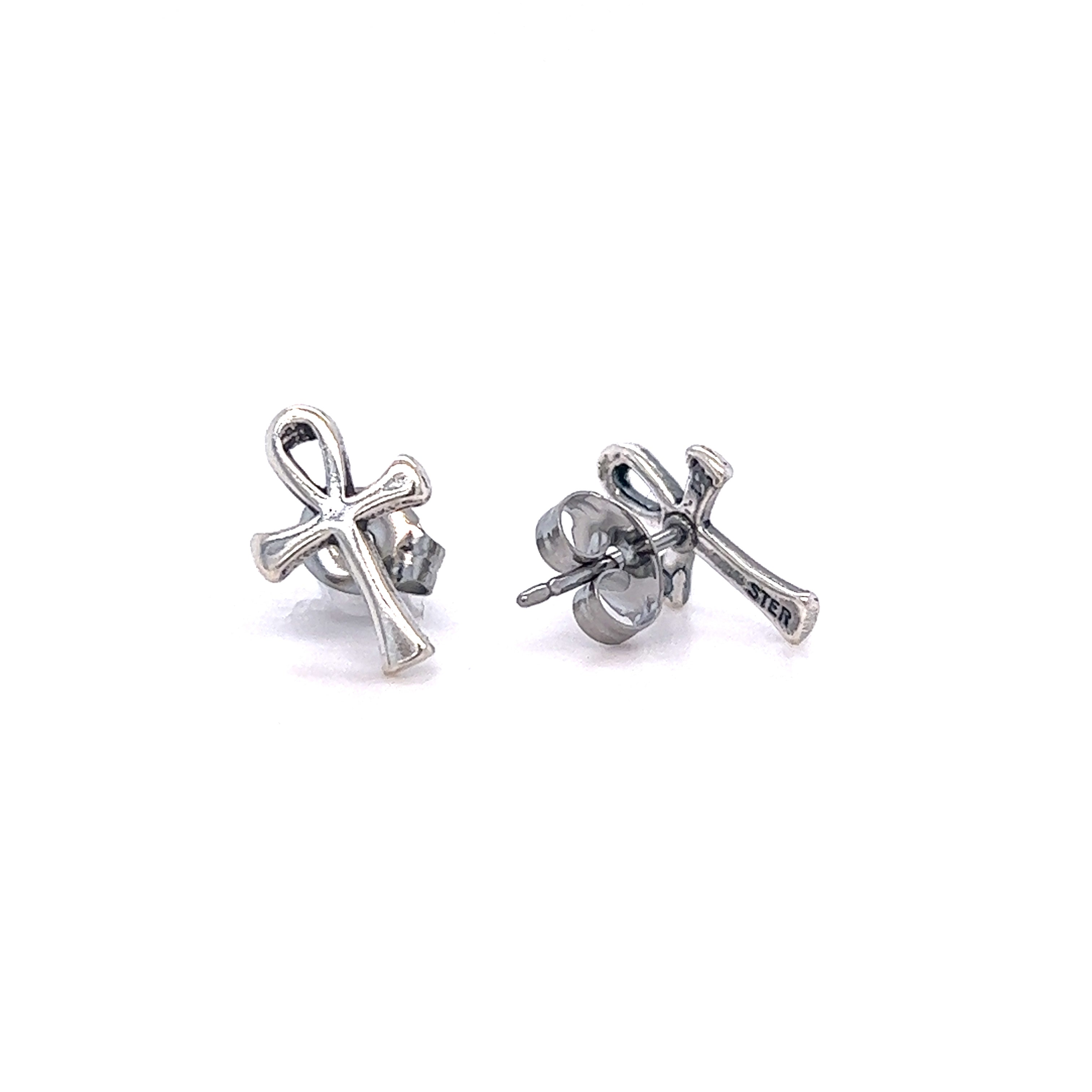 Simple Ankh studs, representing eternal life, with an occult design from Super Silver.
