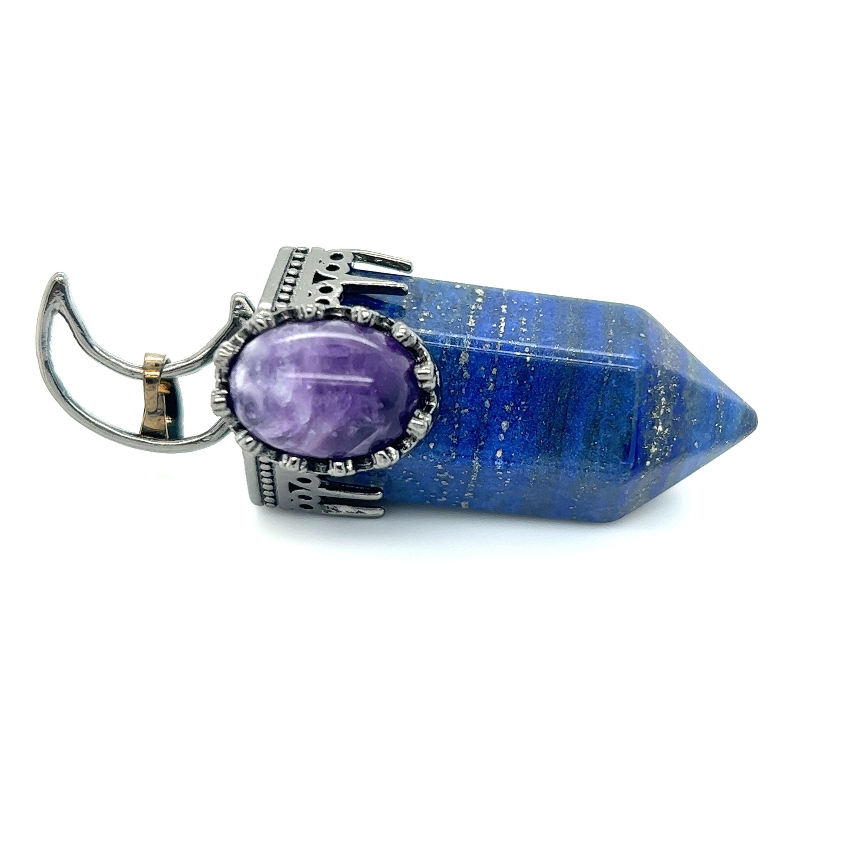 A Super Silver pendant with an Amethyst stone and Sodalite Crescent Moon Pendant.