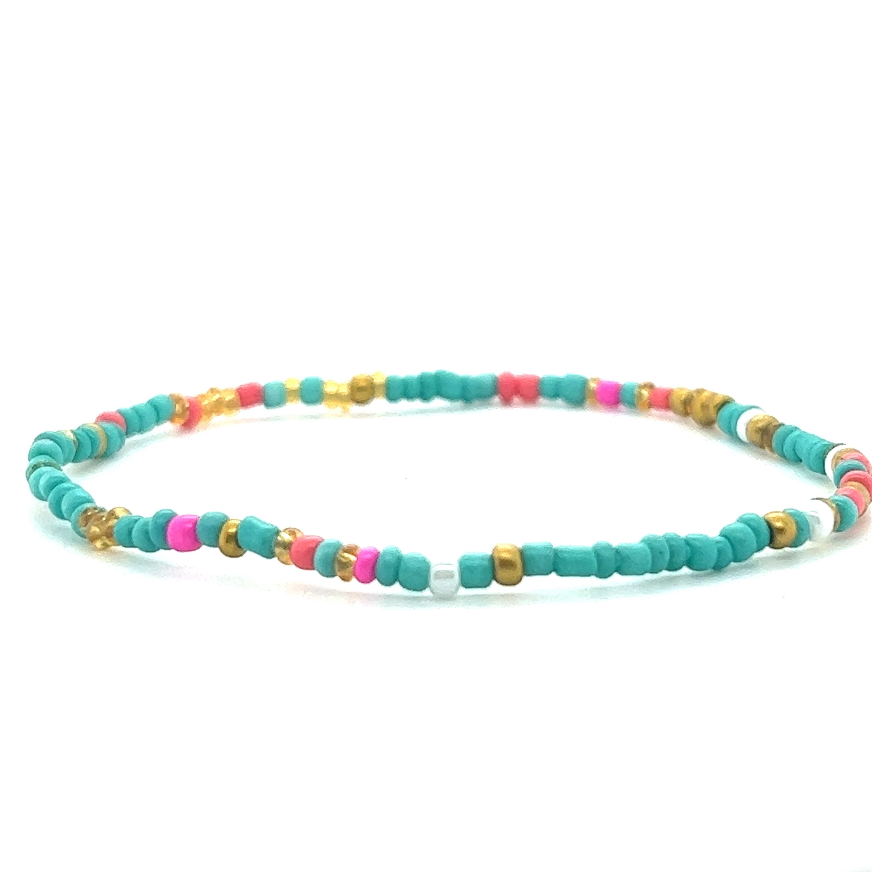 A Super Silver Dainty Beaded Bracelet on a white background.