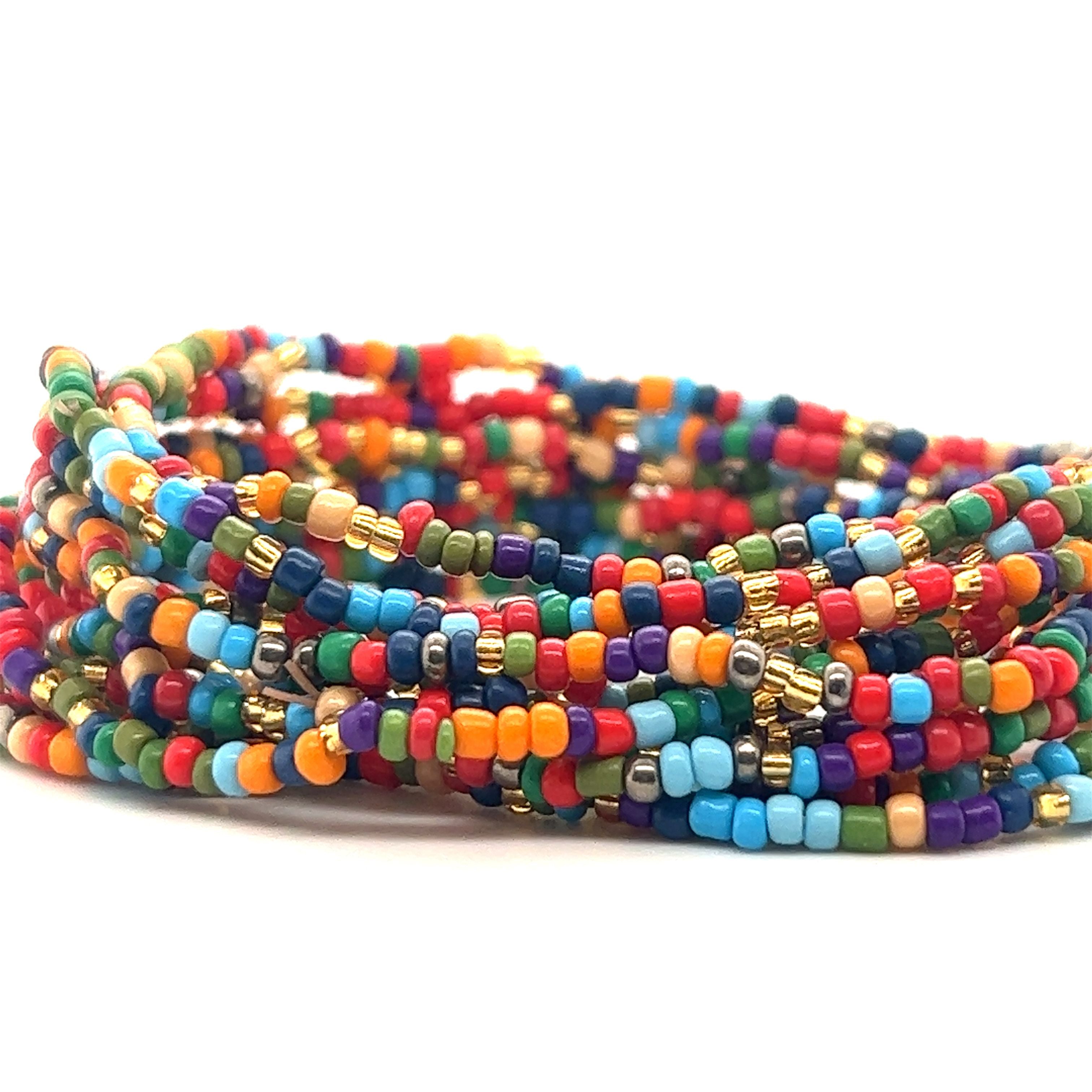 A Super Silver Dainty Beaded Bracelet on a white background.