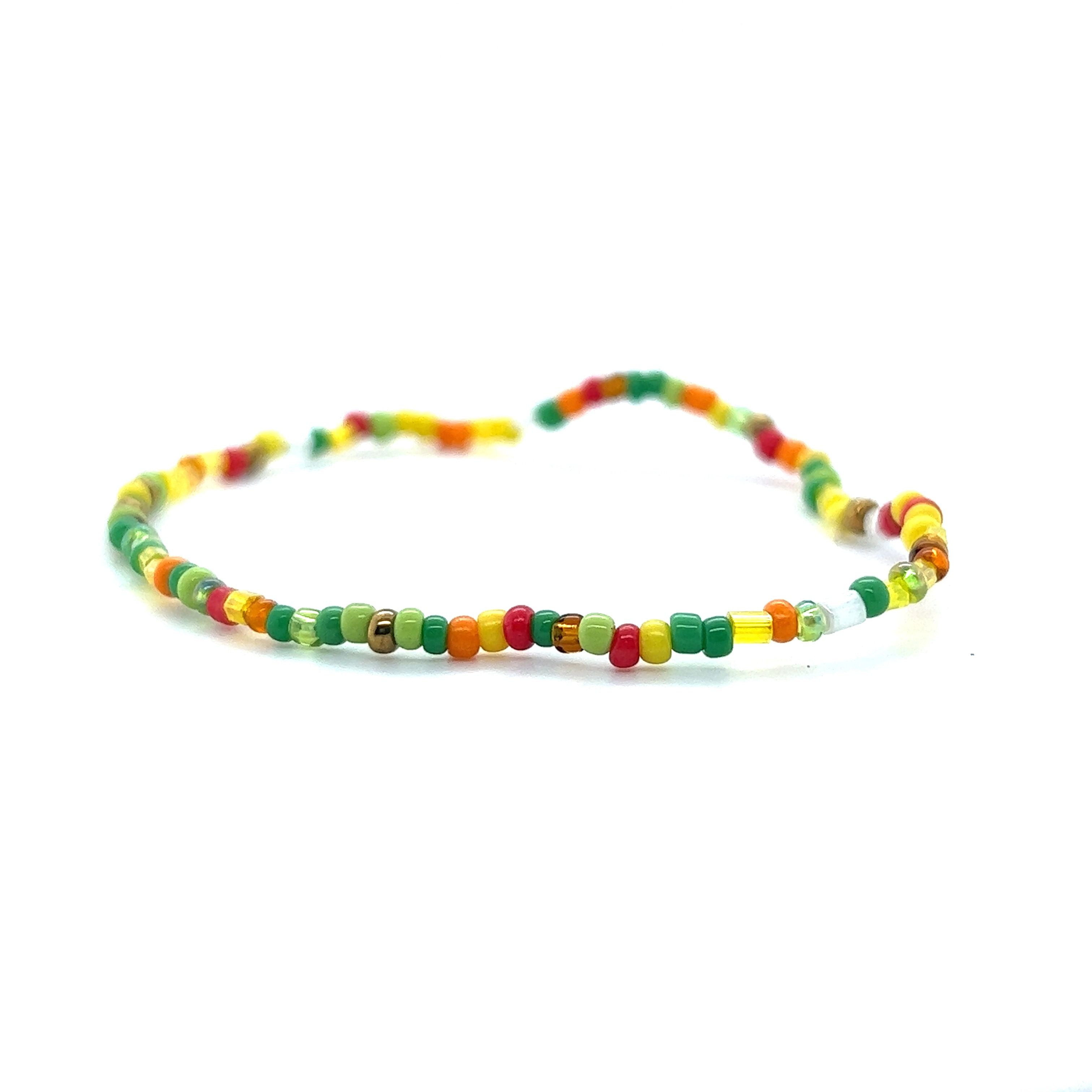 A Super Silver Dainty Beaded Bracelet on a white background.