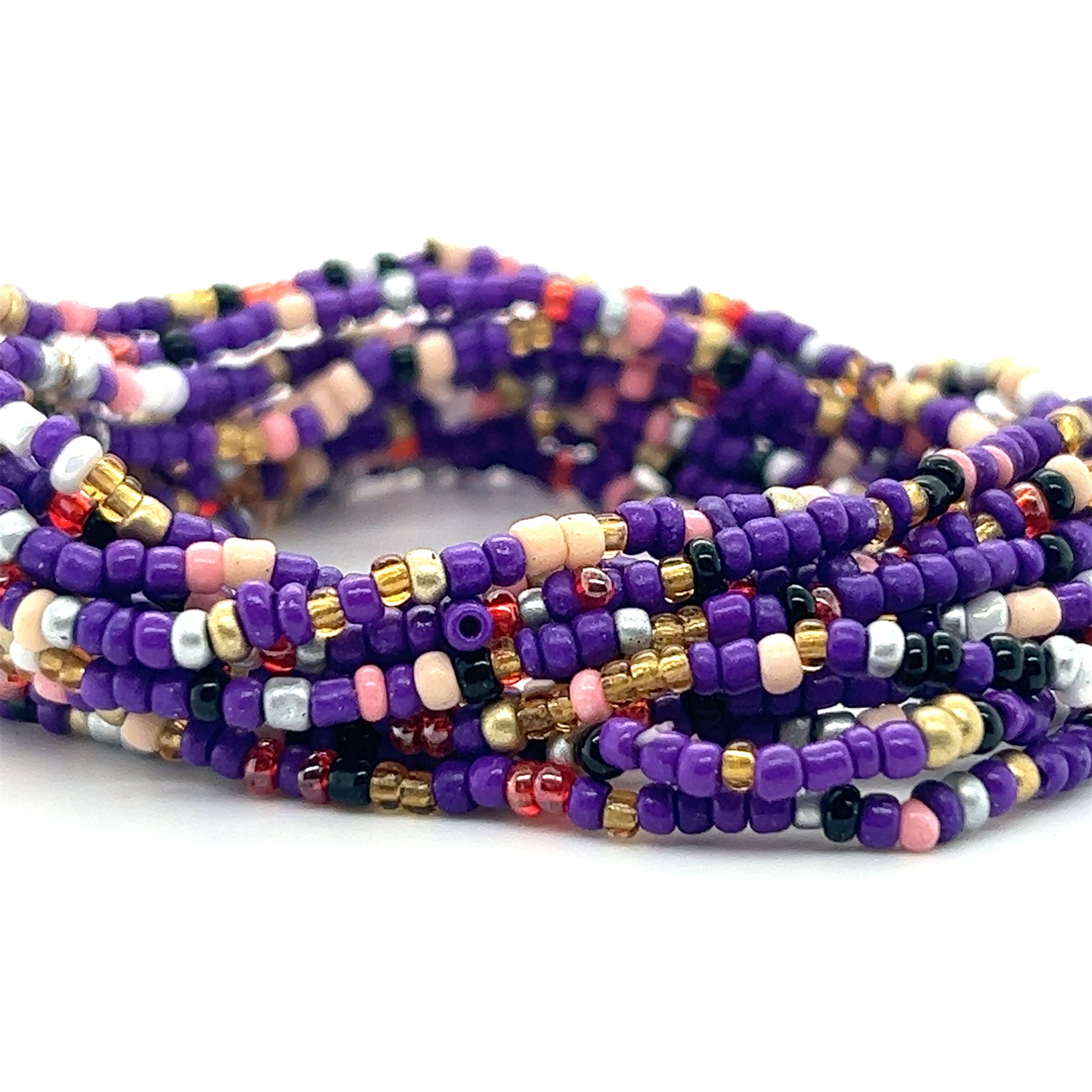 Purple and gold Dainty Beaded Bracelet made by Super Silver.