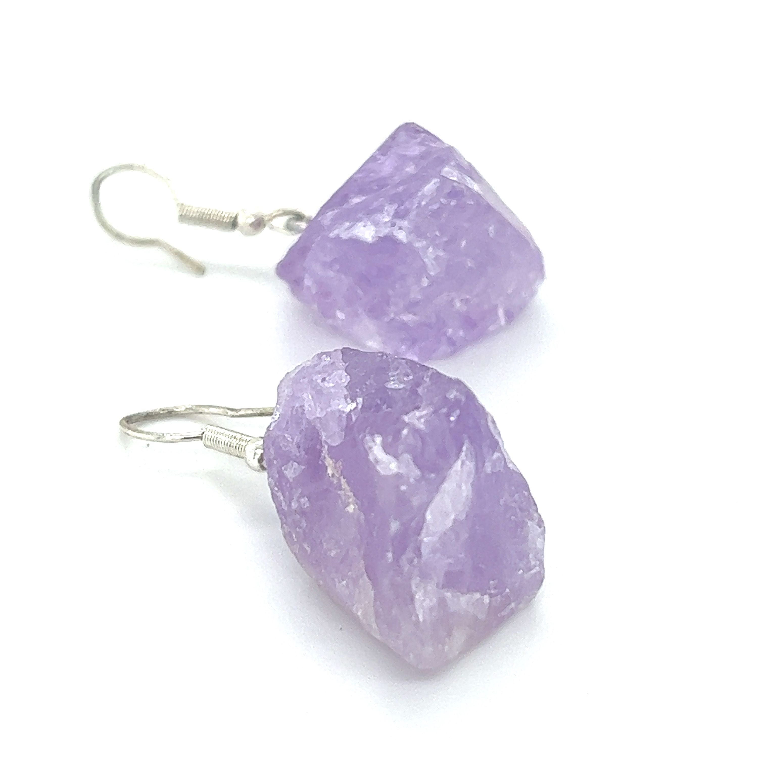 Super Silver's Raw Crystal Earrings featuring Black Tourmaline accents.