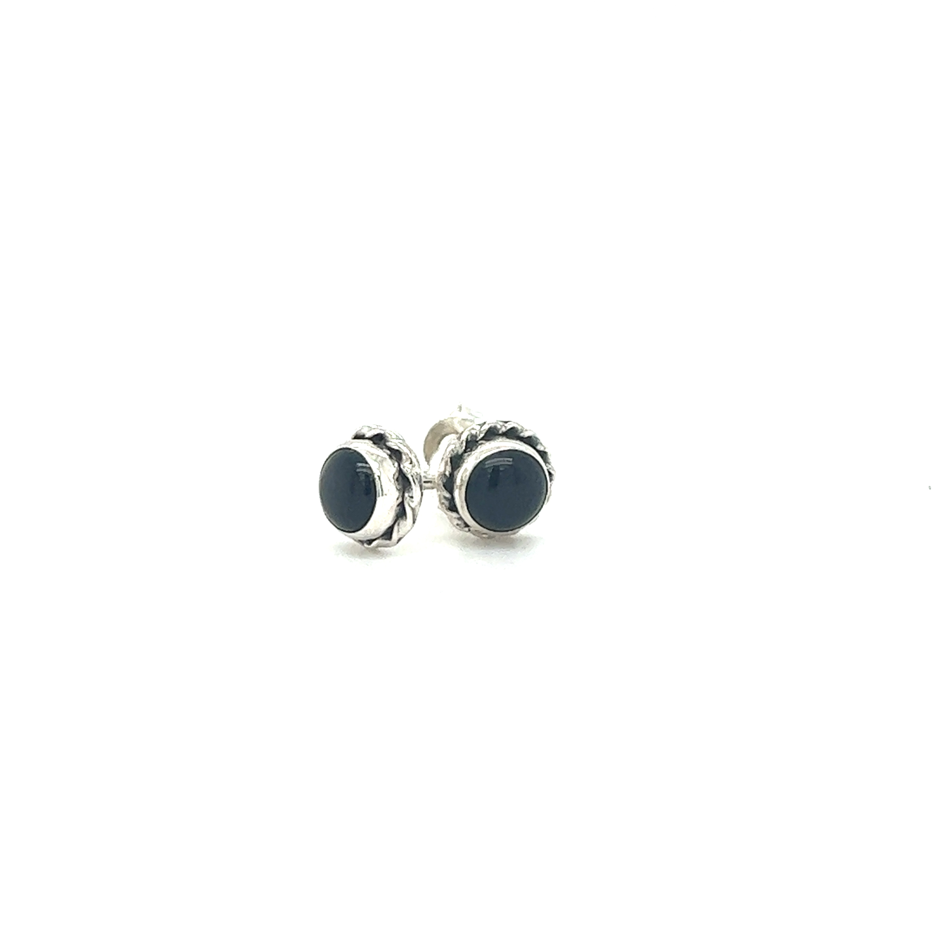 A pair of Round Stone Stud Earrings with Twist Details from Super Silver.