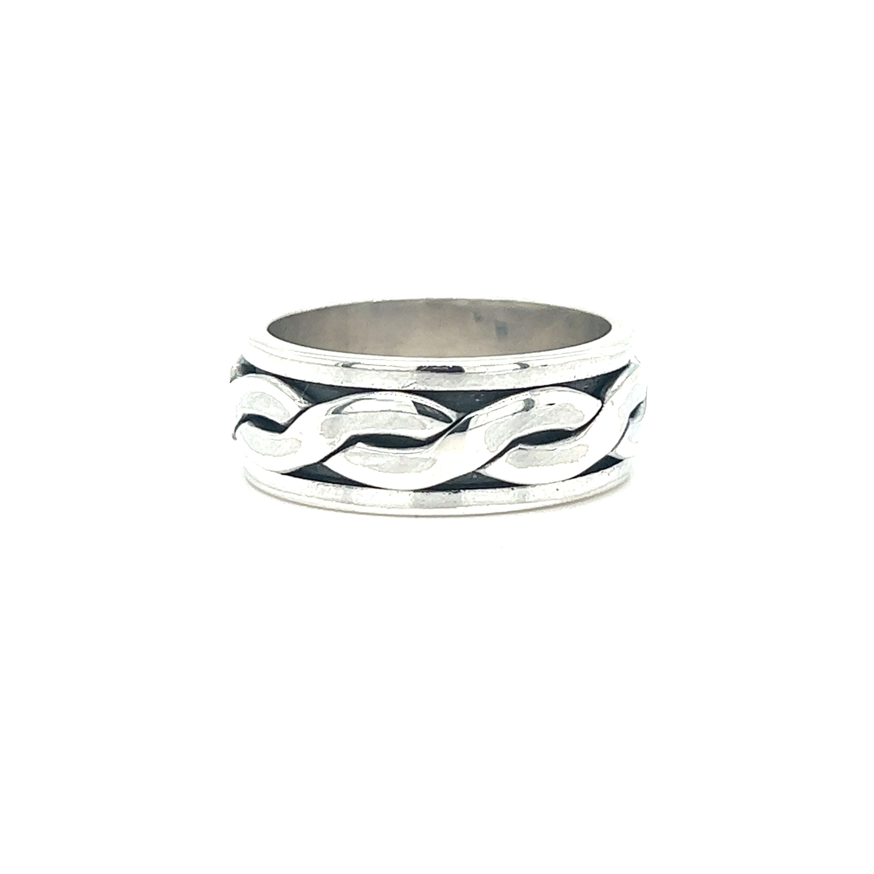 A Sleek Woven Spinner Band with a braided design.