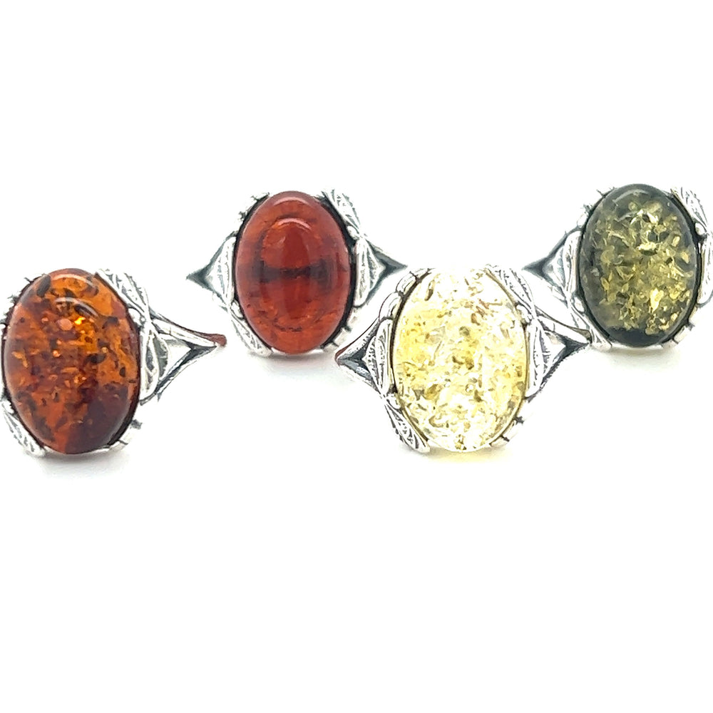 
                  
                    Dragonfly Band Amber ring with Super Silver band.
                  
                
