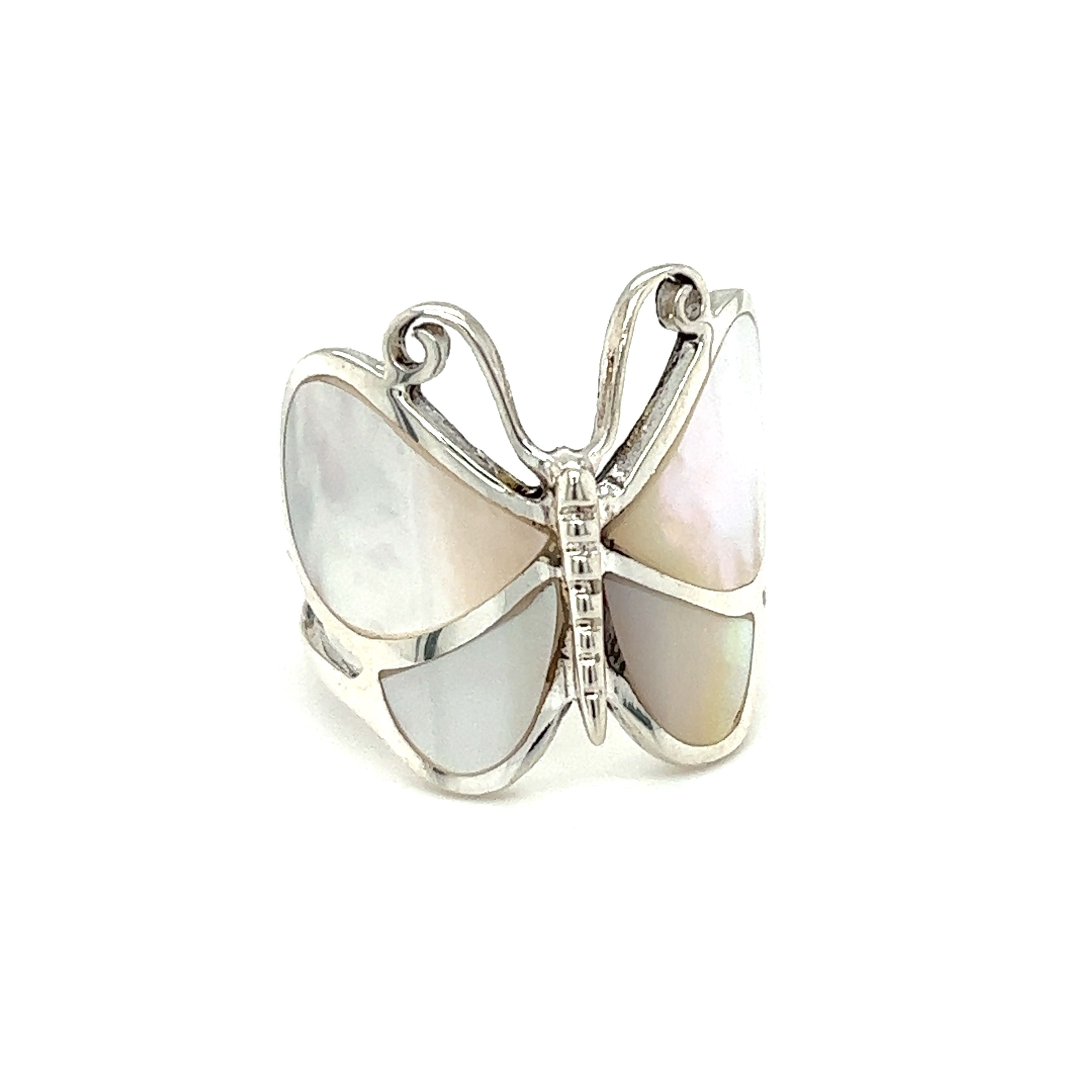 Statement Bold Butterfly Ring with Inlaid Stones.