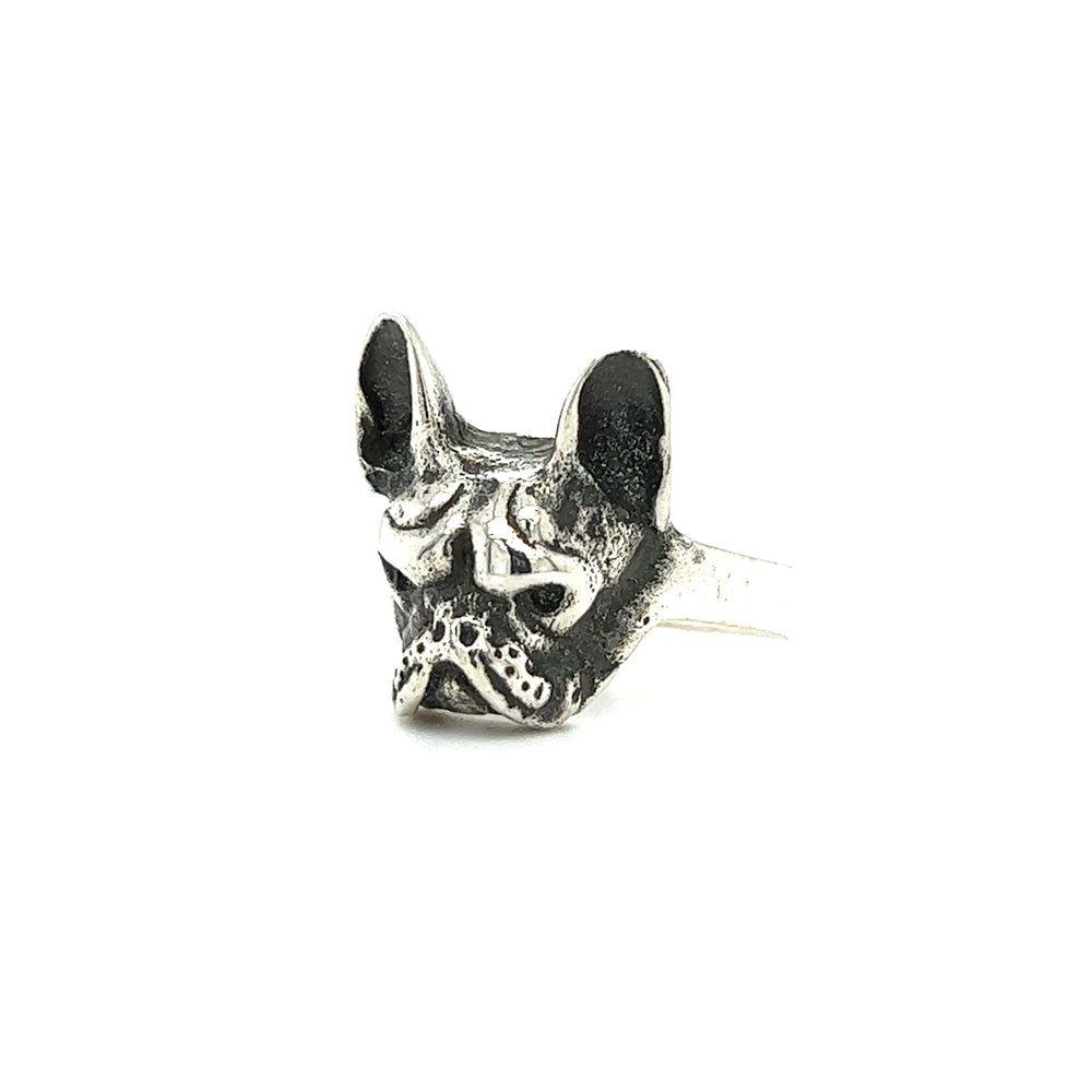 Super Silver's Adorable French Bulldog Ring is perfect for dog lovers.