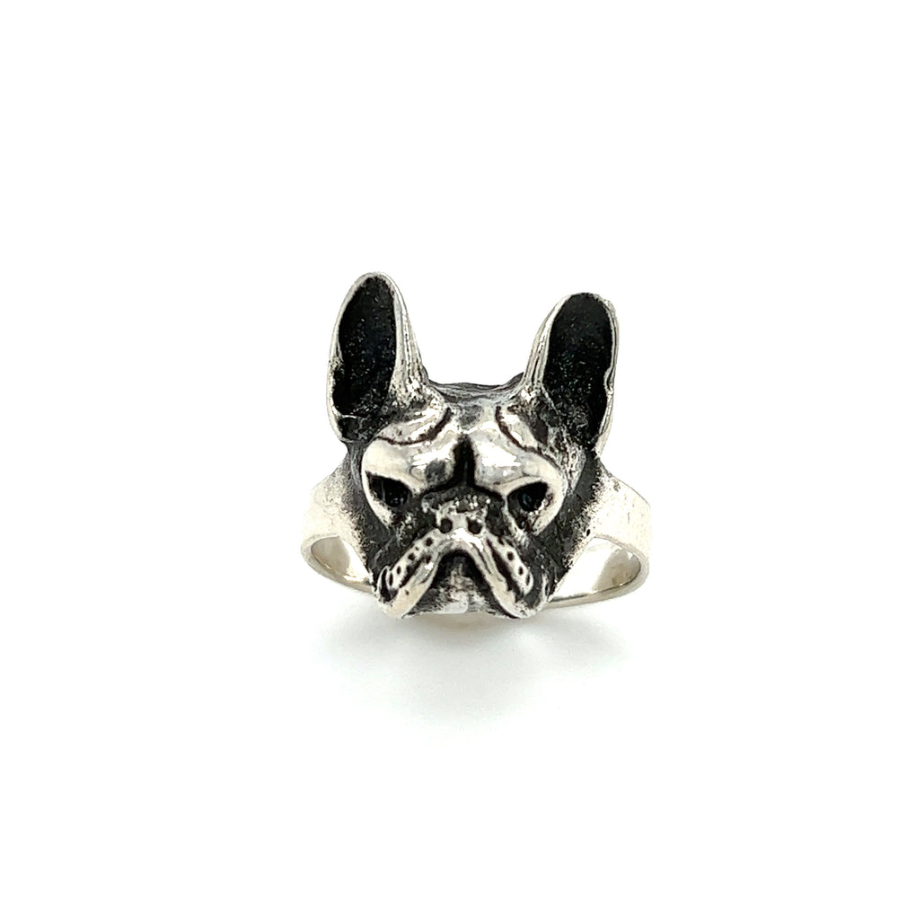 Super Silver's Adorable French Bulldog Ring for dog lovers.