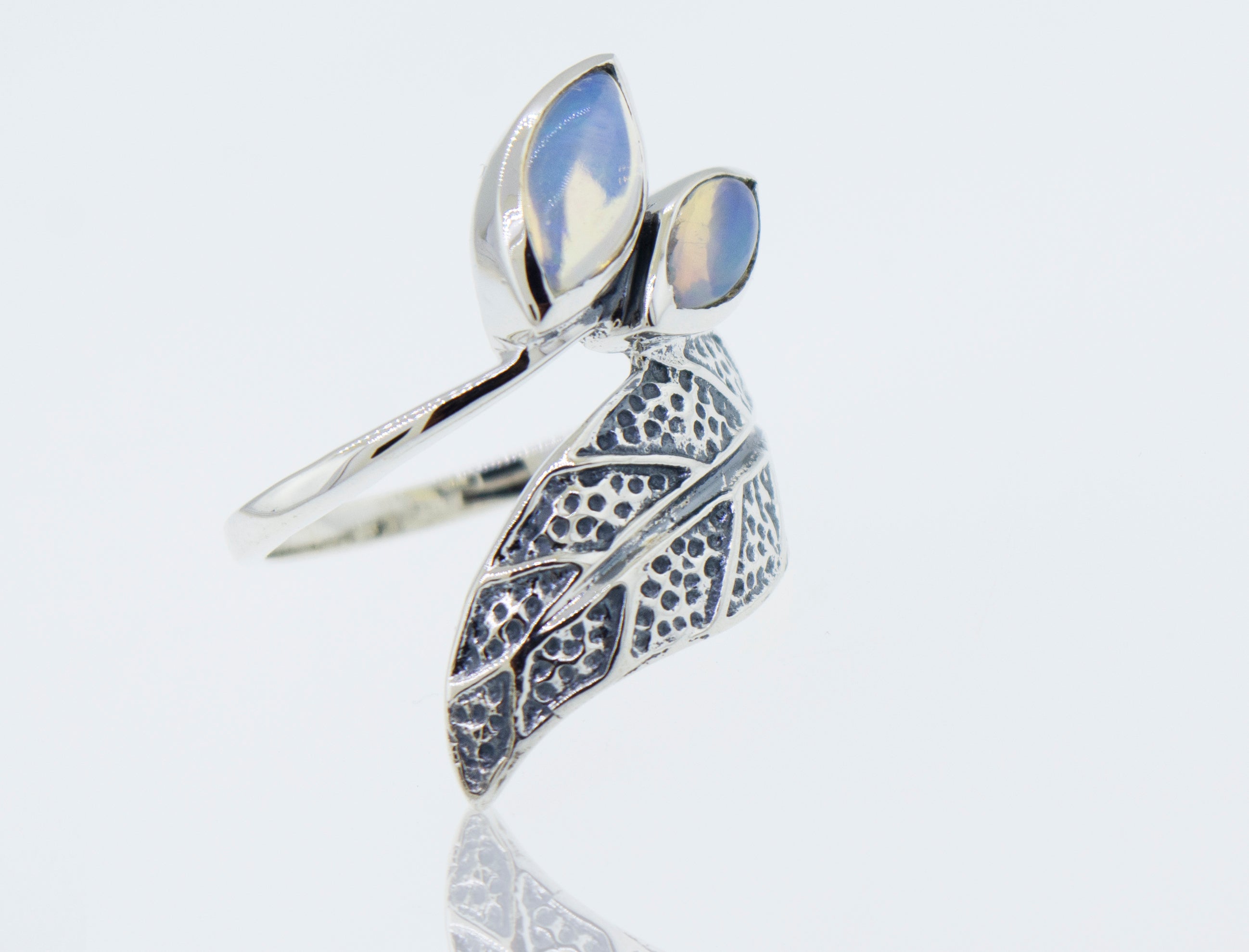 A Super Silver Leaf Ring with Ethiopian Opal.